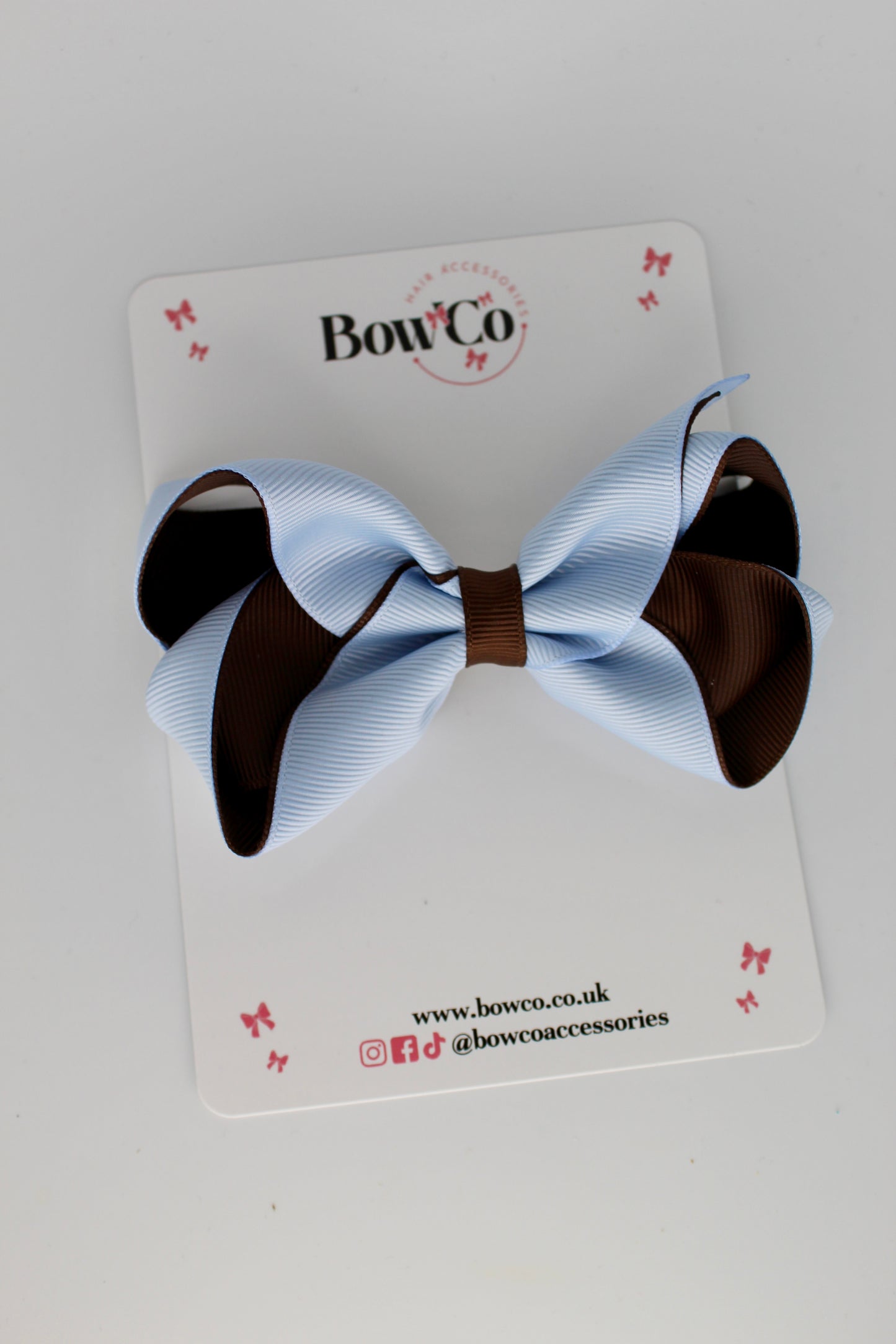 Loop Bow - Clip - Bluebell and Brown