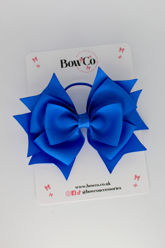 3.5 Inches Layer Bow - Elastic Bobble - Royal Blue