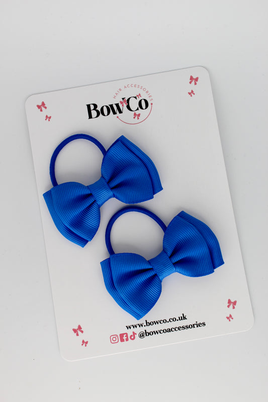 2.5 Inches Double Bow - 2 Pack - Elastic Bobble - Royal Blue