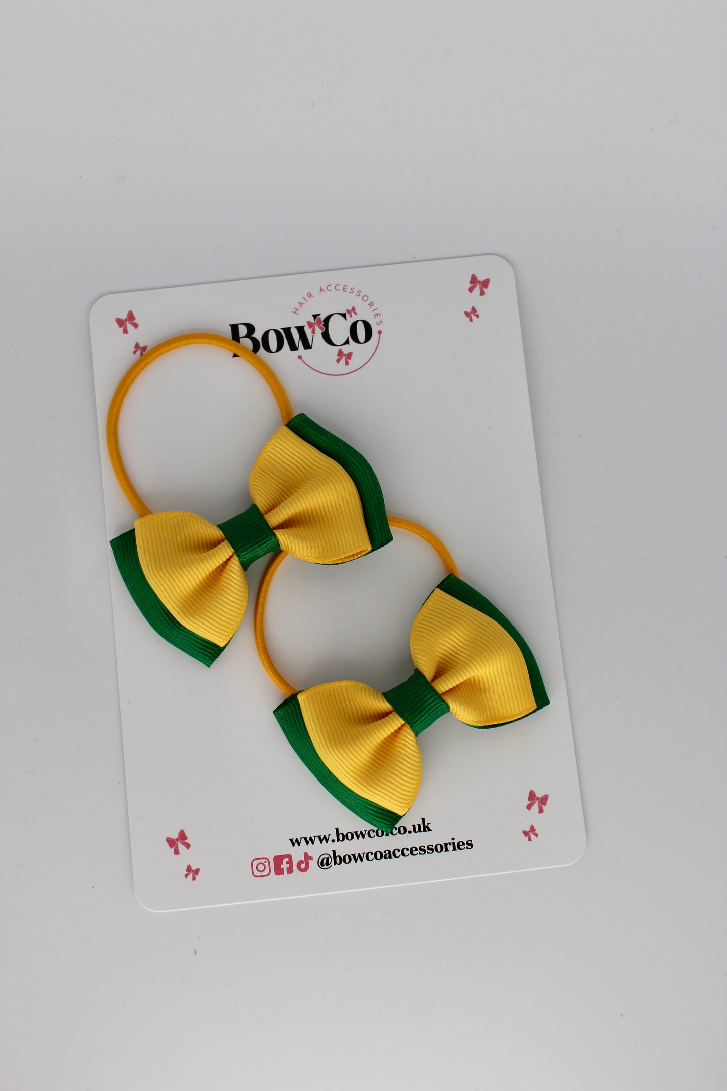 Double Bow Set - Elastic - Forest Green and Yellow Gold