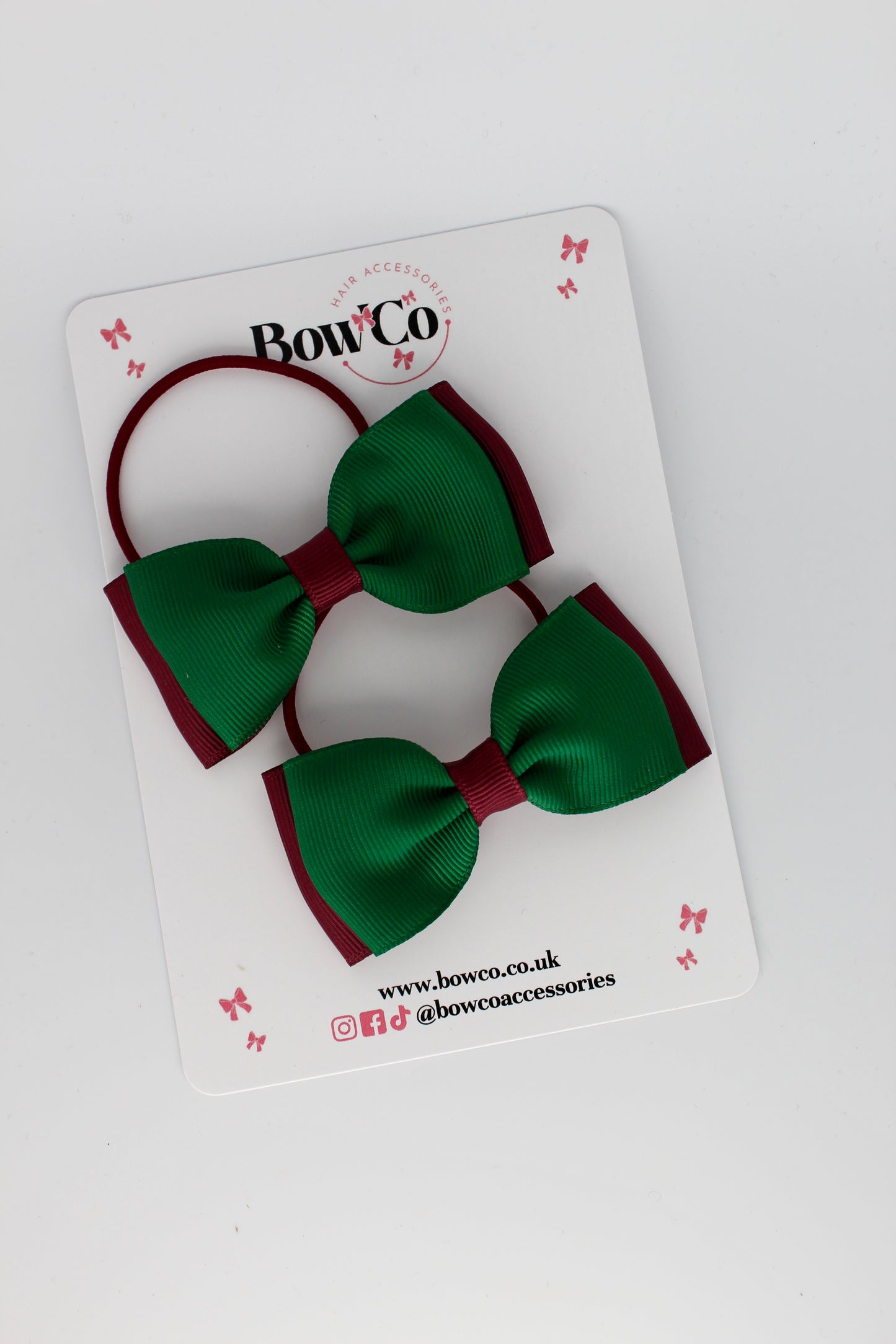 Forest Green and Burgundy - Double Lapel Set - Elastic