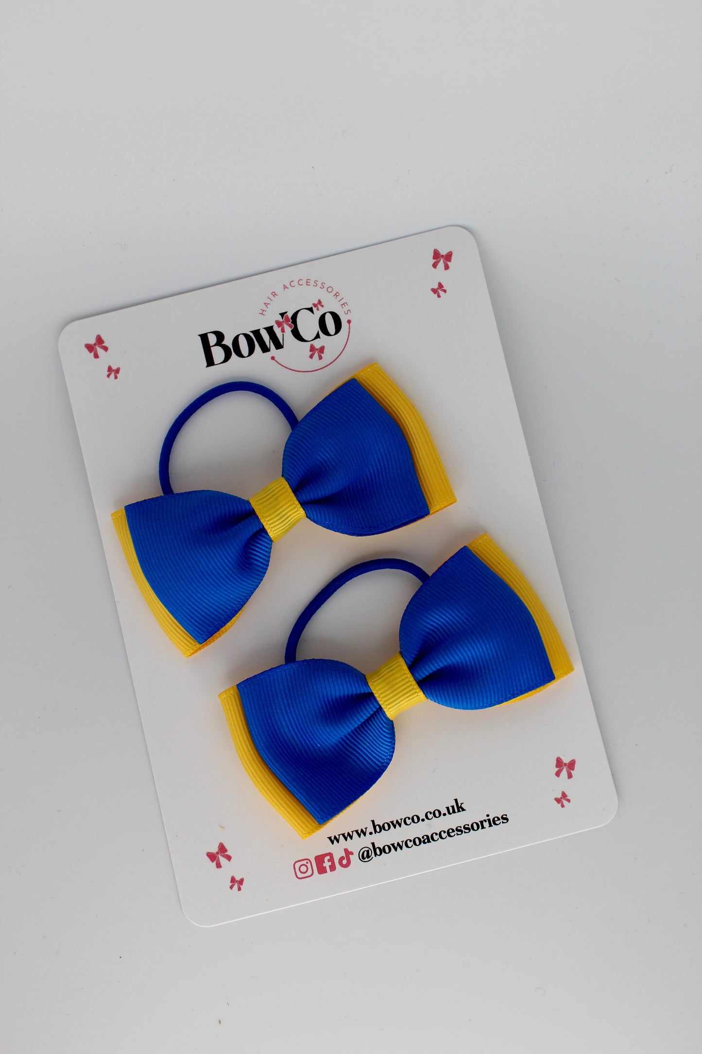 Royal Blue and Yellow Gold - Double Lapel Bow Set - Elastic