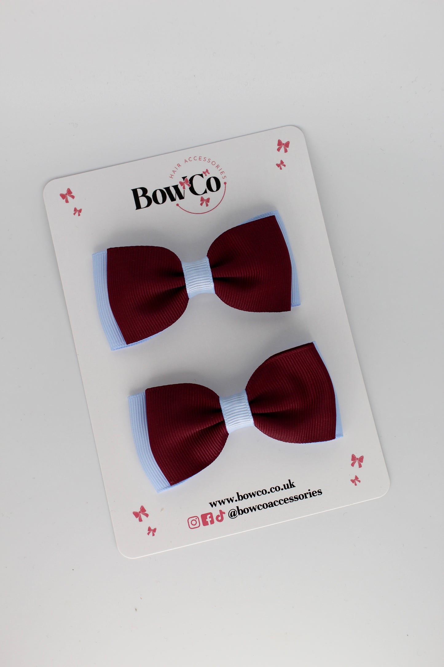 Burgundy and Bluebell - Double Lapel Set - Clip