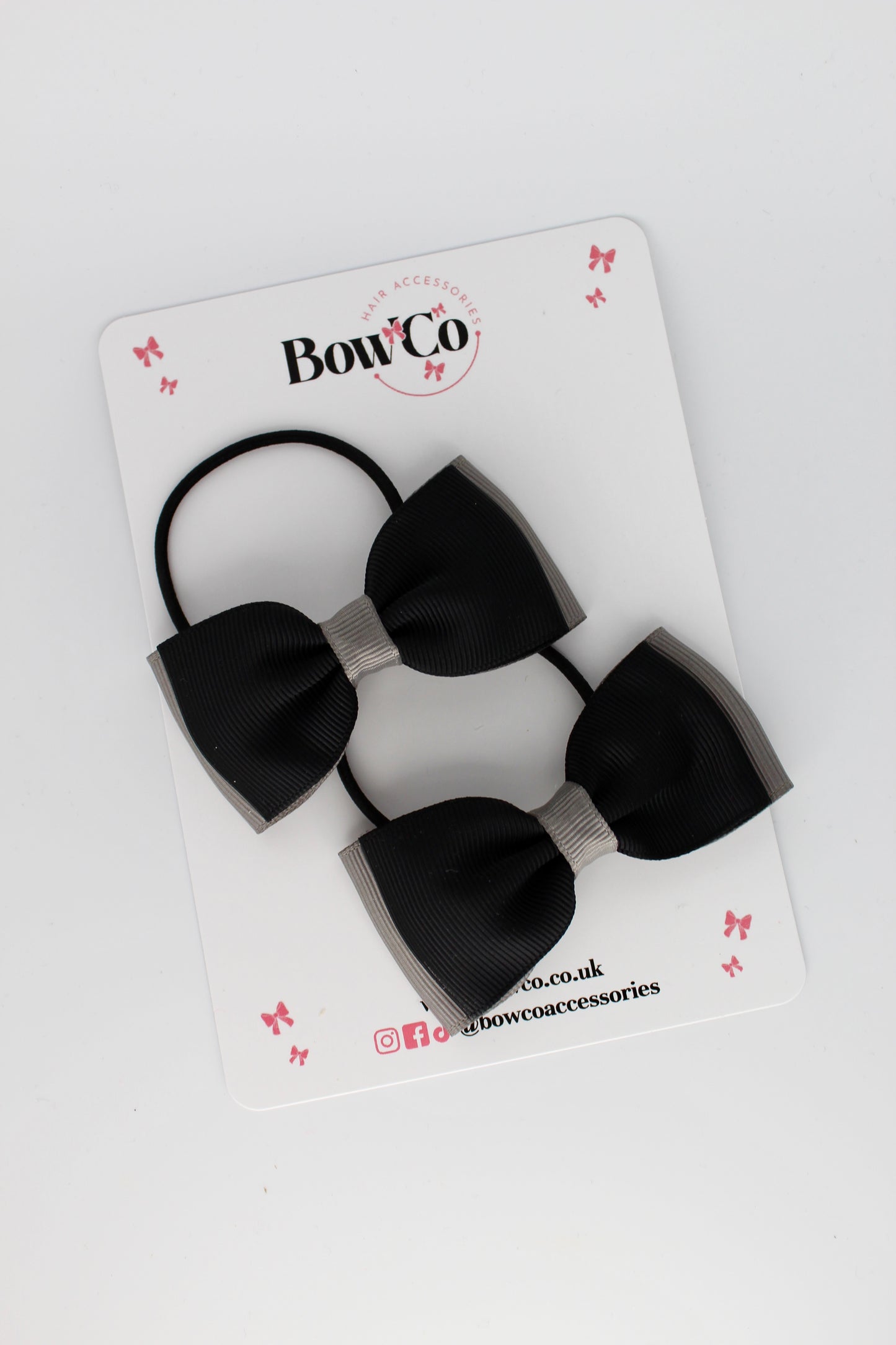 Black and Metal Grey - Double Lapel Bow Set - Elastic - M/L