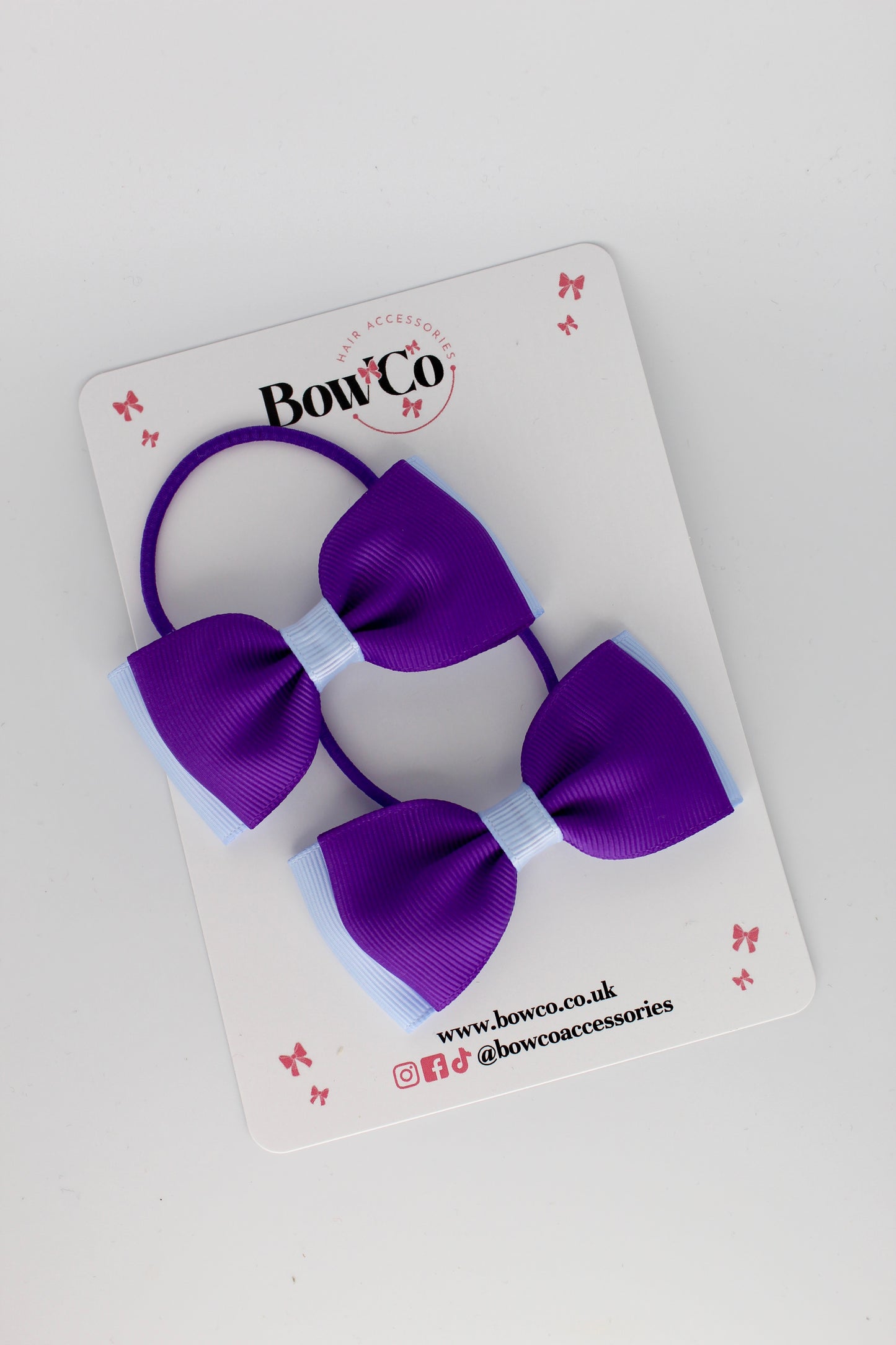 Purple and Bluebell - Double Lapel Bow Set - Elastic