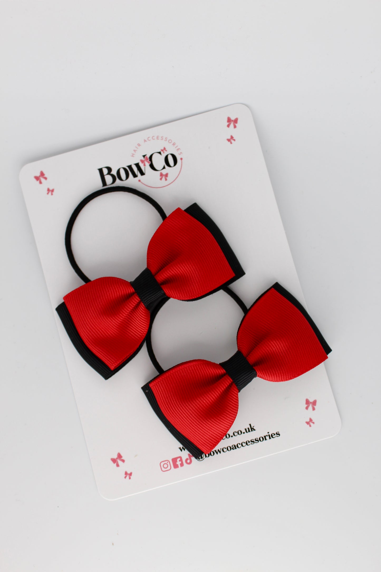 Red and Black - Double Lapel Bow Set - Elastic