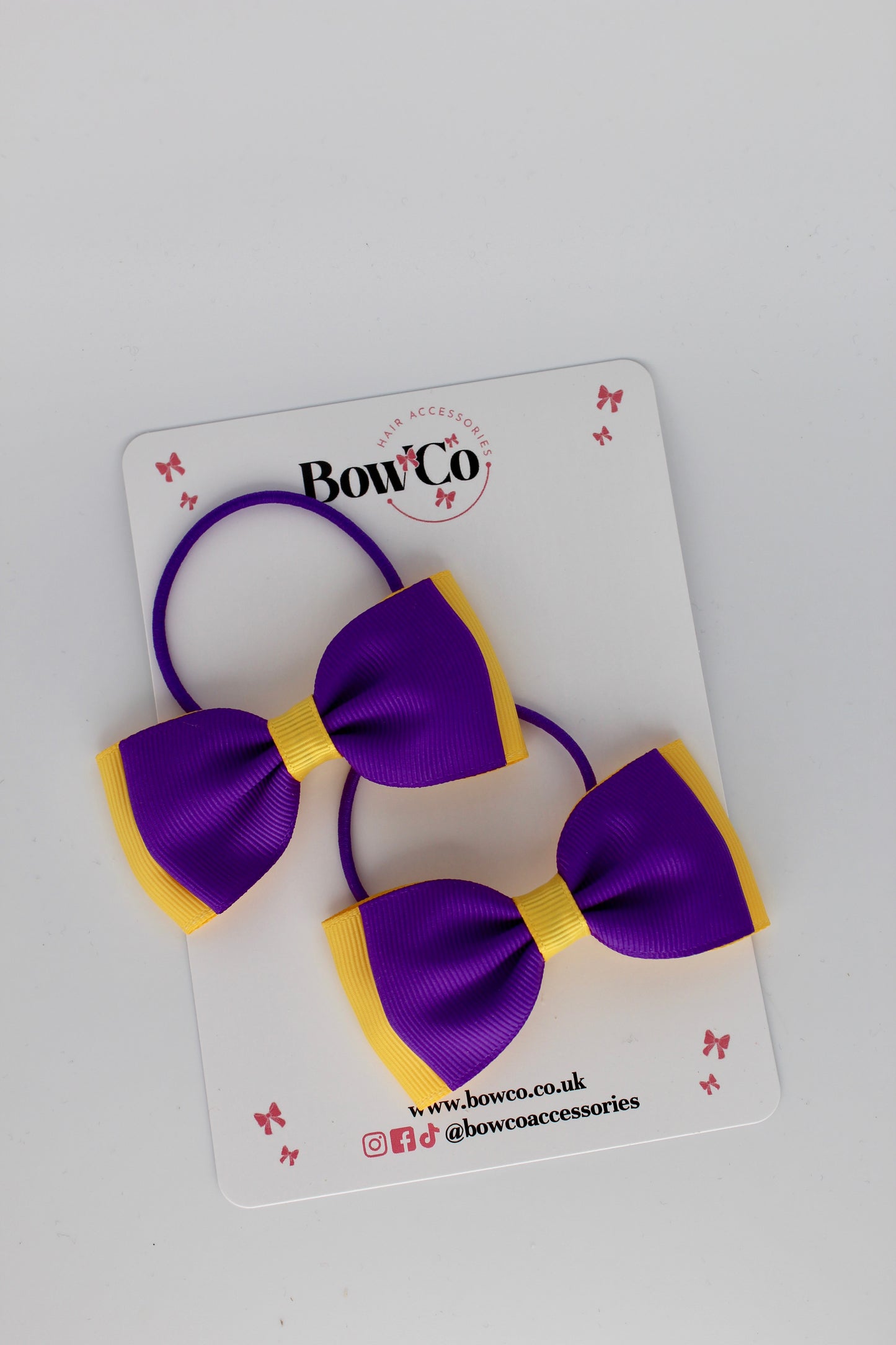 Double Lapel Bow Set - Elastic - Purple and Yellow Gold