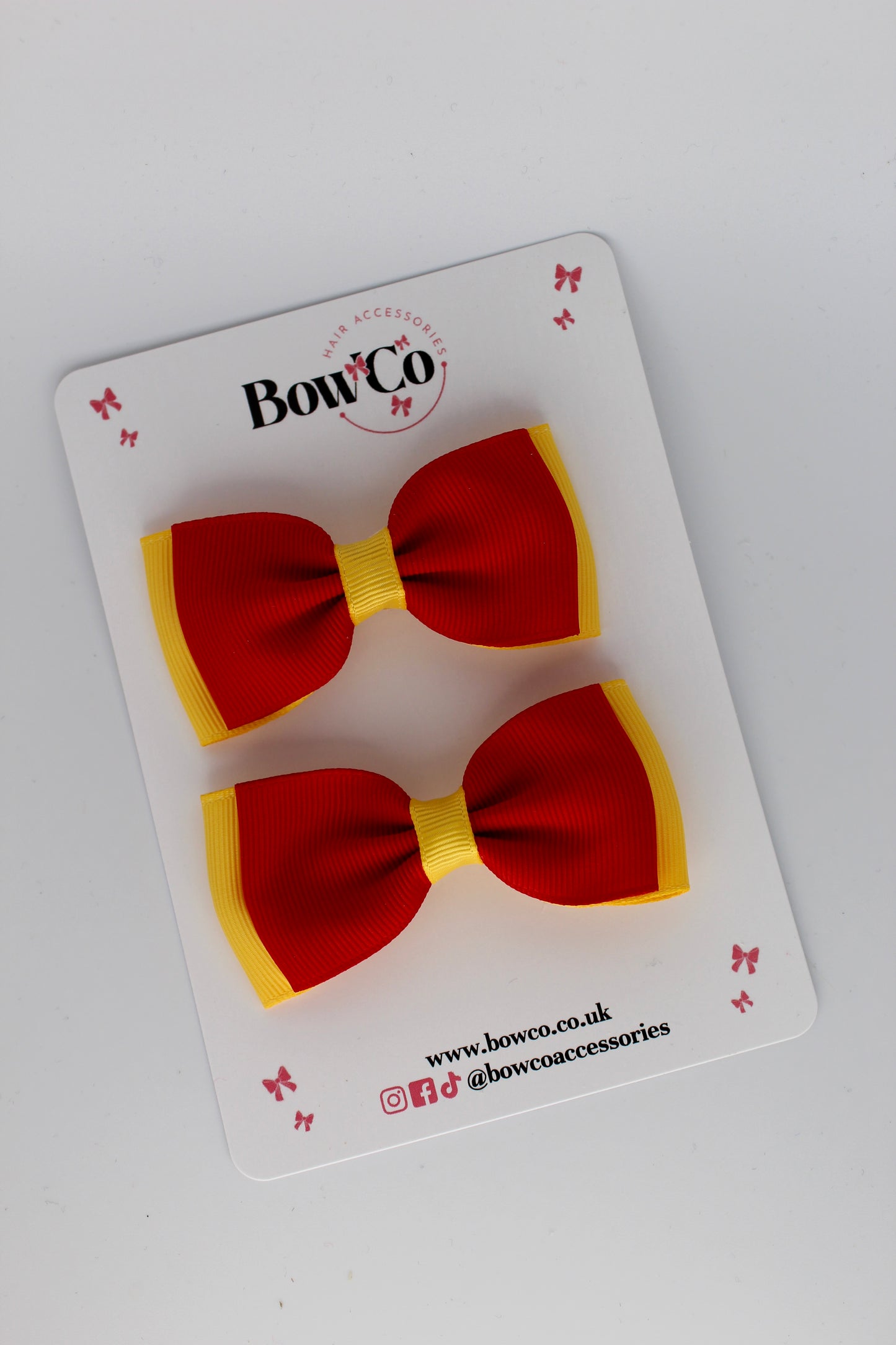 Red and Yellow Gold - Double Lapel Bow Set - Clip