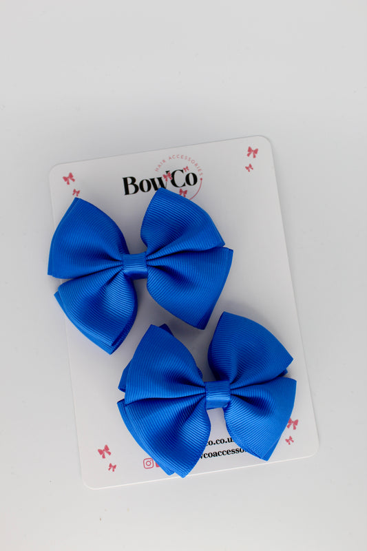 3 Inch Double Layer Bow - Clip - 2 Pack - Royal Blue