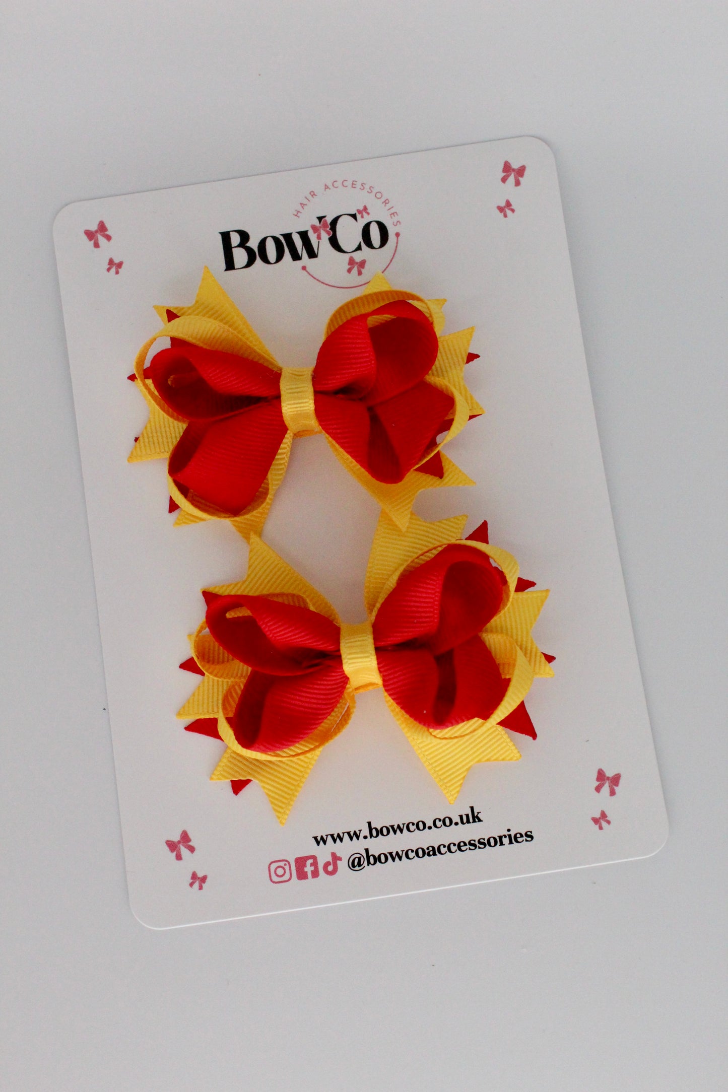 School Bows Red and Yellow Gold - Loopy Stacked Bow Set