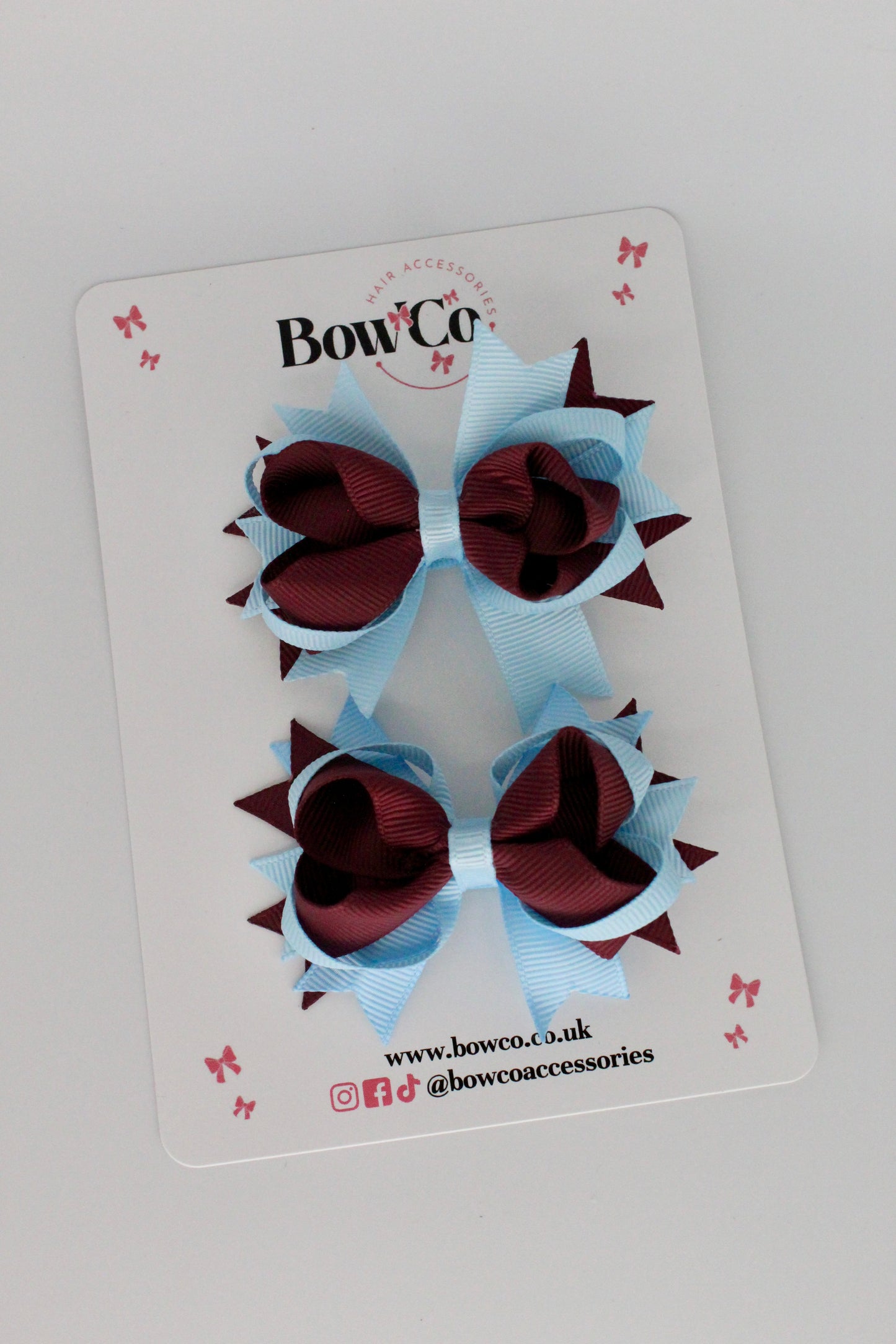 Burgundy and Blue Topaz Loopy Stacked Bow set - 2 Pack