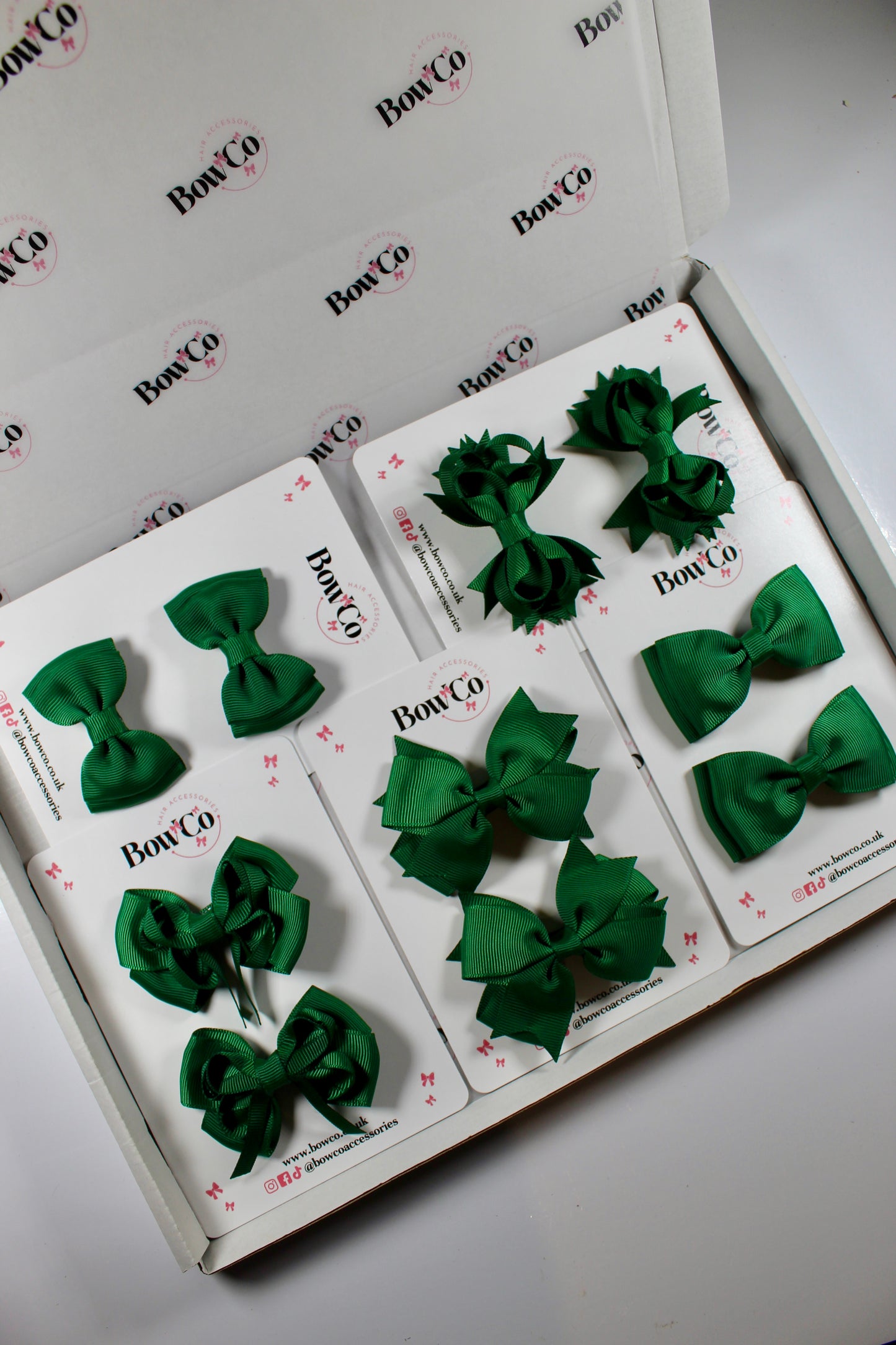 School Bundle 10 Bows - 5 Matching Pairs - Forest Green