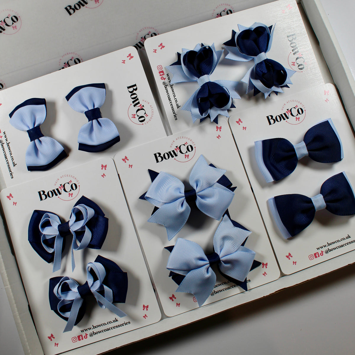School Bow Bundle Saver - 10 Pack - Navy Blue and Bluebell - Clip