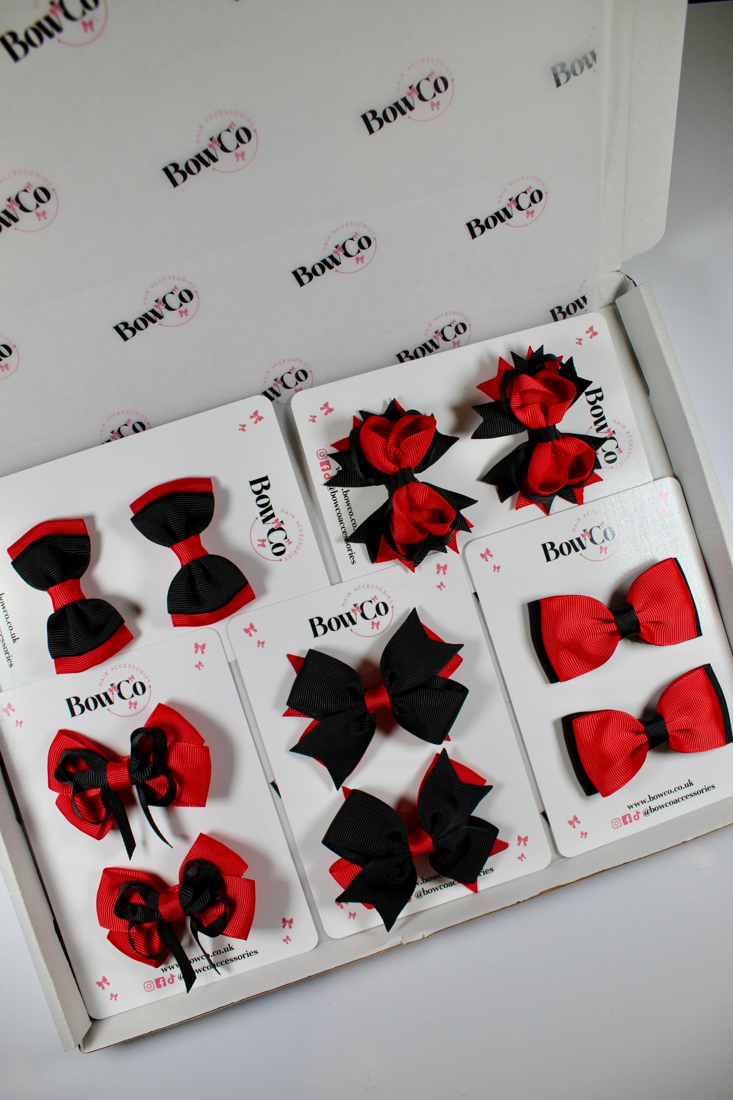 School Bundle 10 Bows Bundle - 5 Matching Pairs - Red and Black