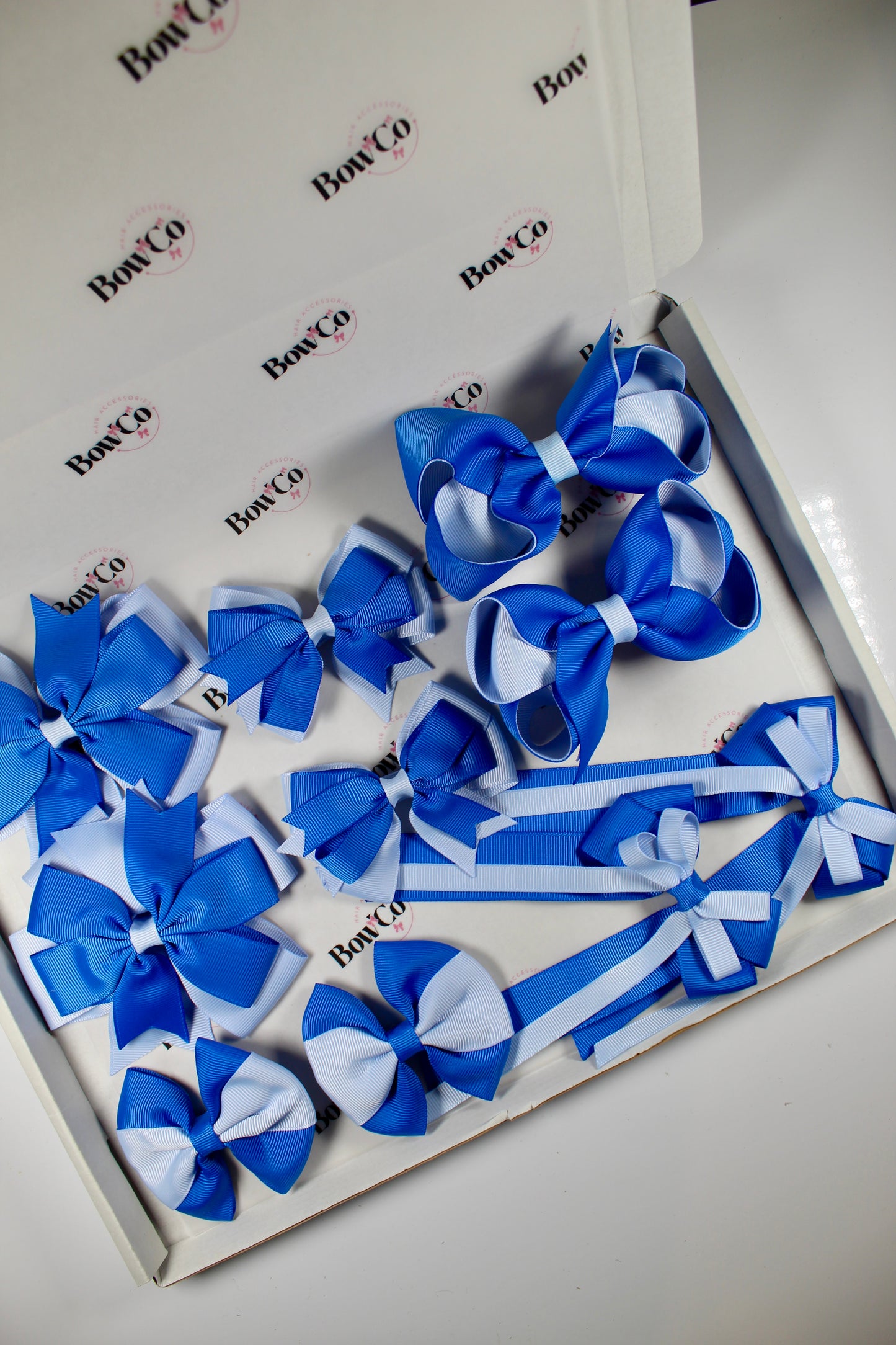 School Bundle 10 Bows - 5 Matching Pairs - Royal Blue and Bluebell