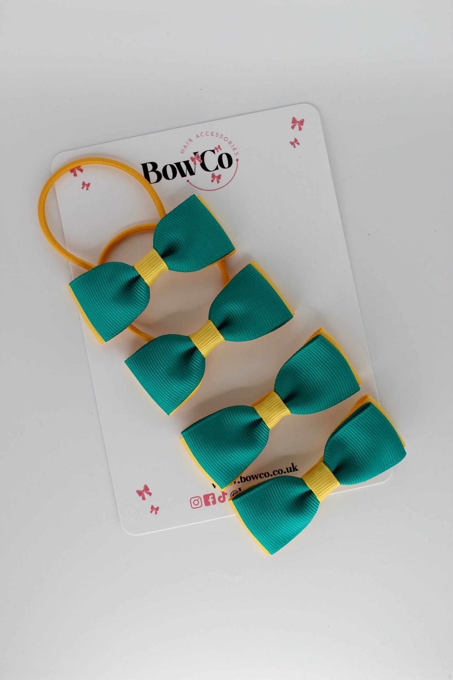 Layer Bow - 4 Bow Pack Bundle - Jade Green and Yellow Gold