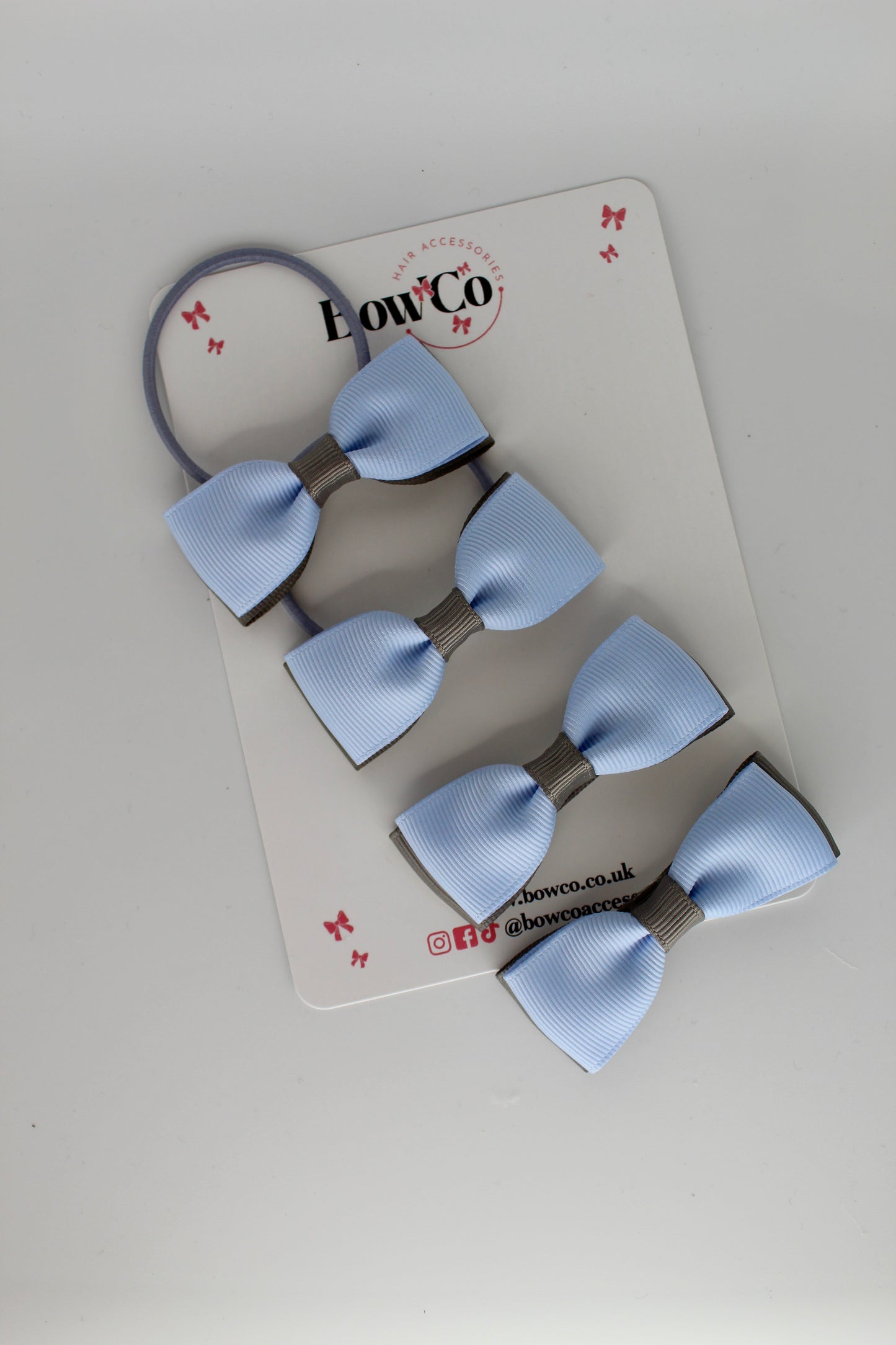 Layer Bow - 4 Bow Pack Bundle - Bluebell and Metal Grey