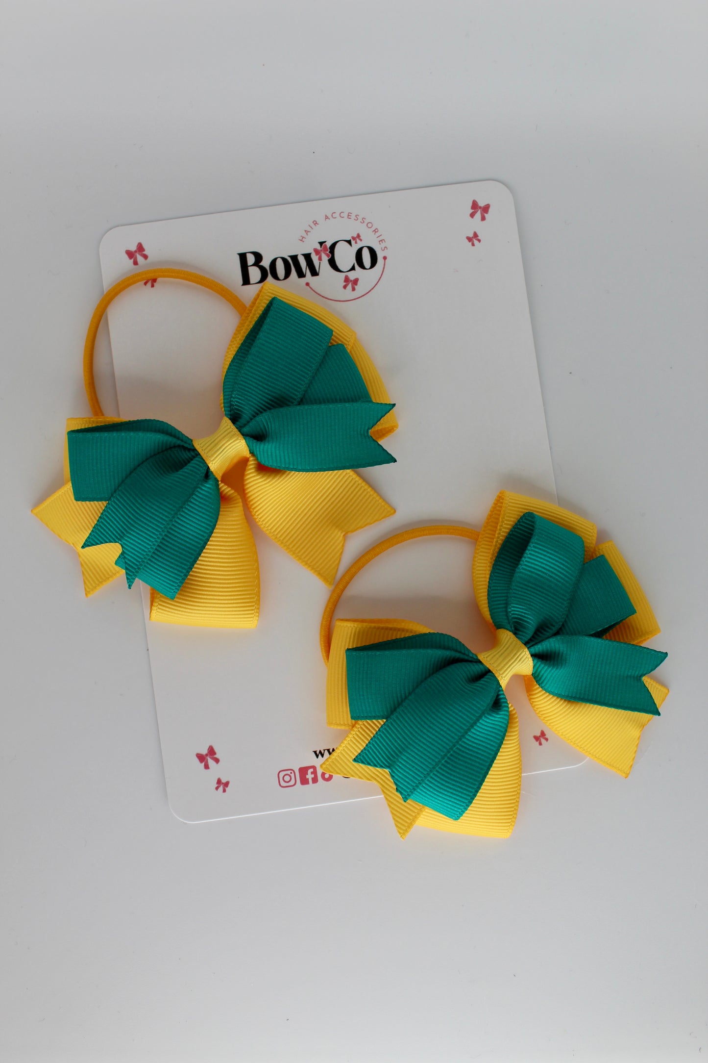Jade Green and Yellow Gold - Double Tail Bow Set - Elastic