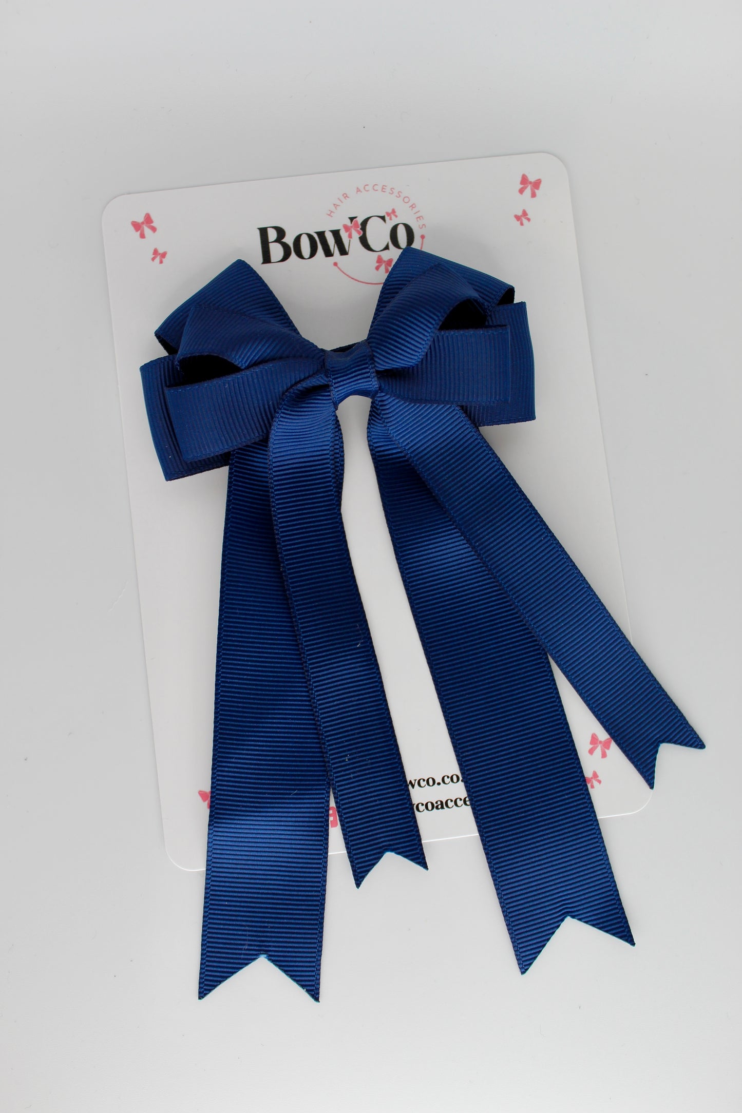 School Bow Navy Blue - Double Bow Tail