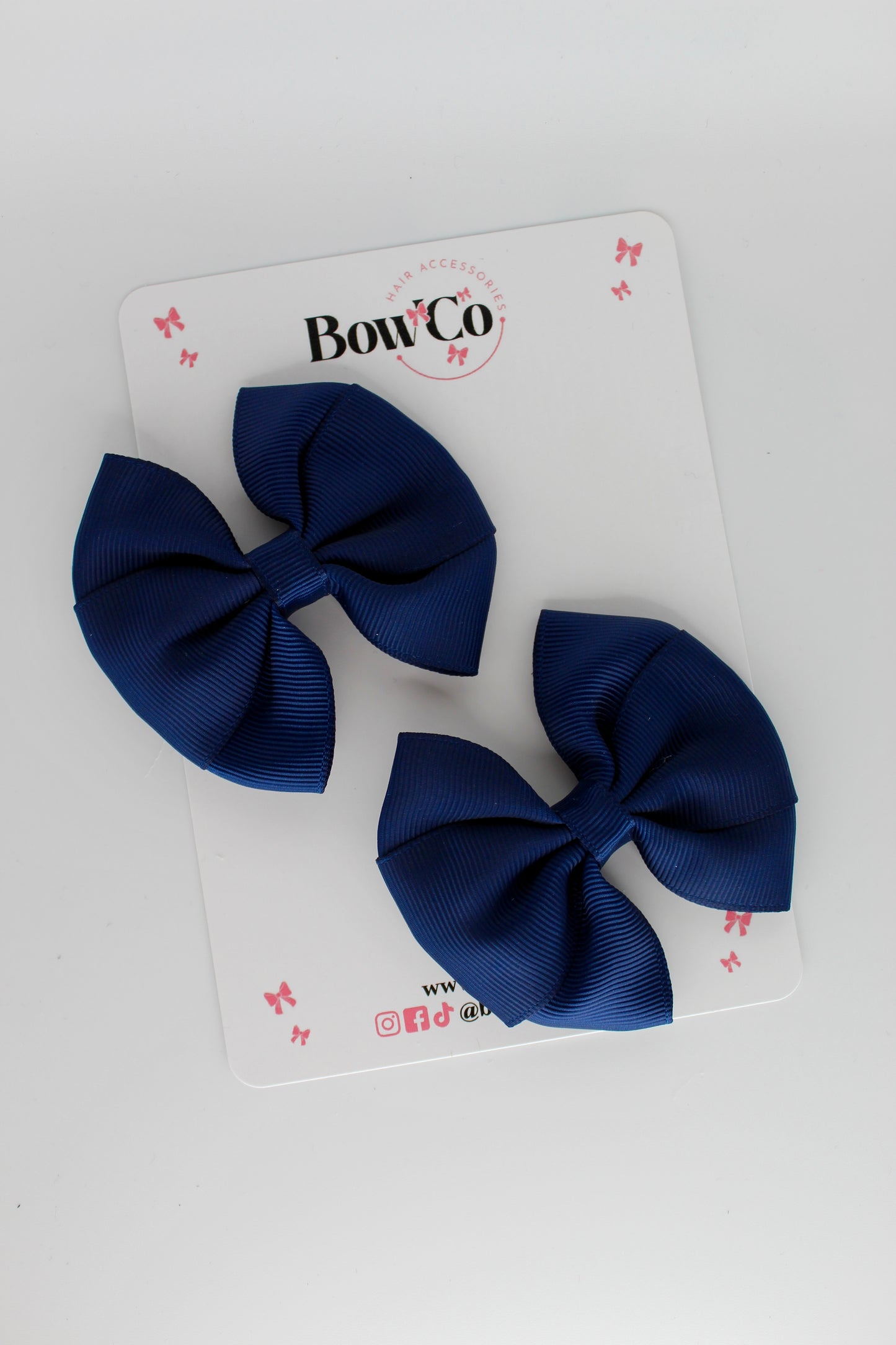 Navy Blue - Round Tuxedo Bow Set - Clip