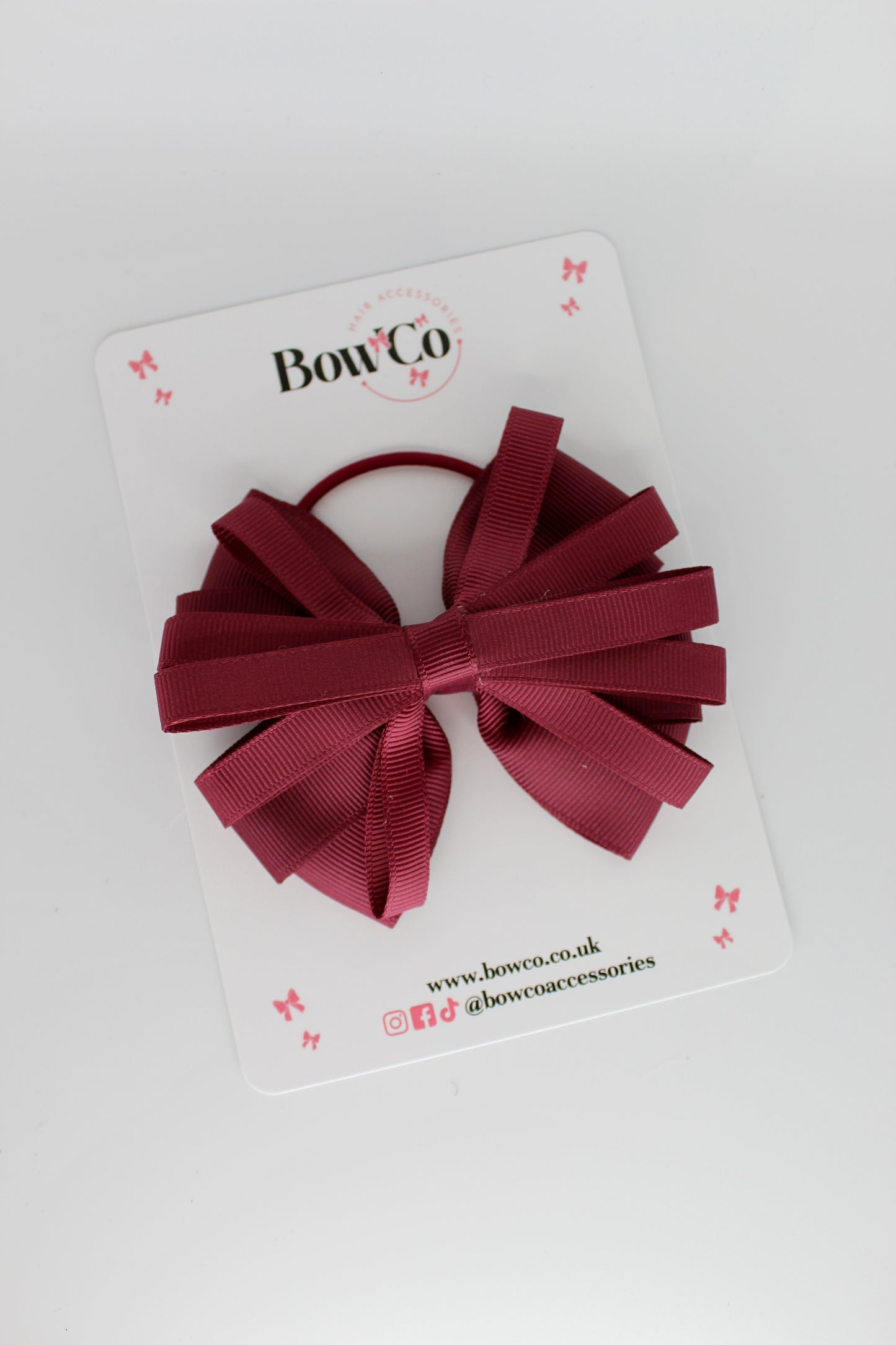 4 Inch Spiral Bow - Elastic Bobble - Burgundy