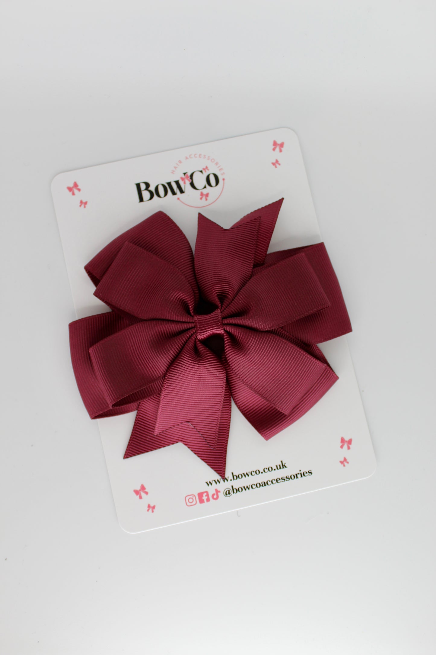 Pinwheel Bow Clip - Burgundy