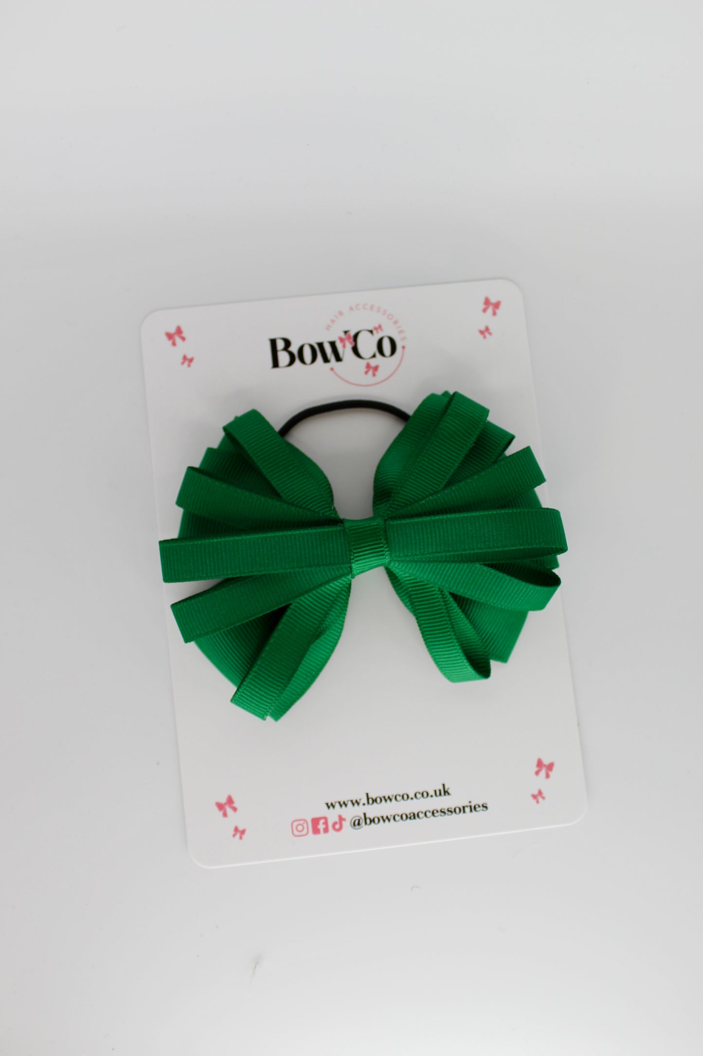 4 Inch Spiral Bow - Elastic Bobble - Forest Green