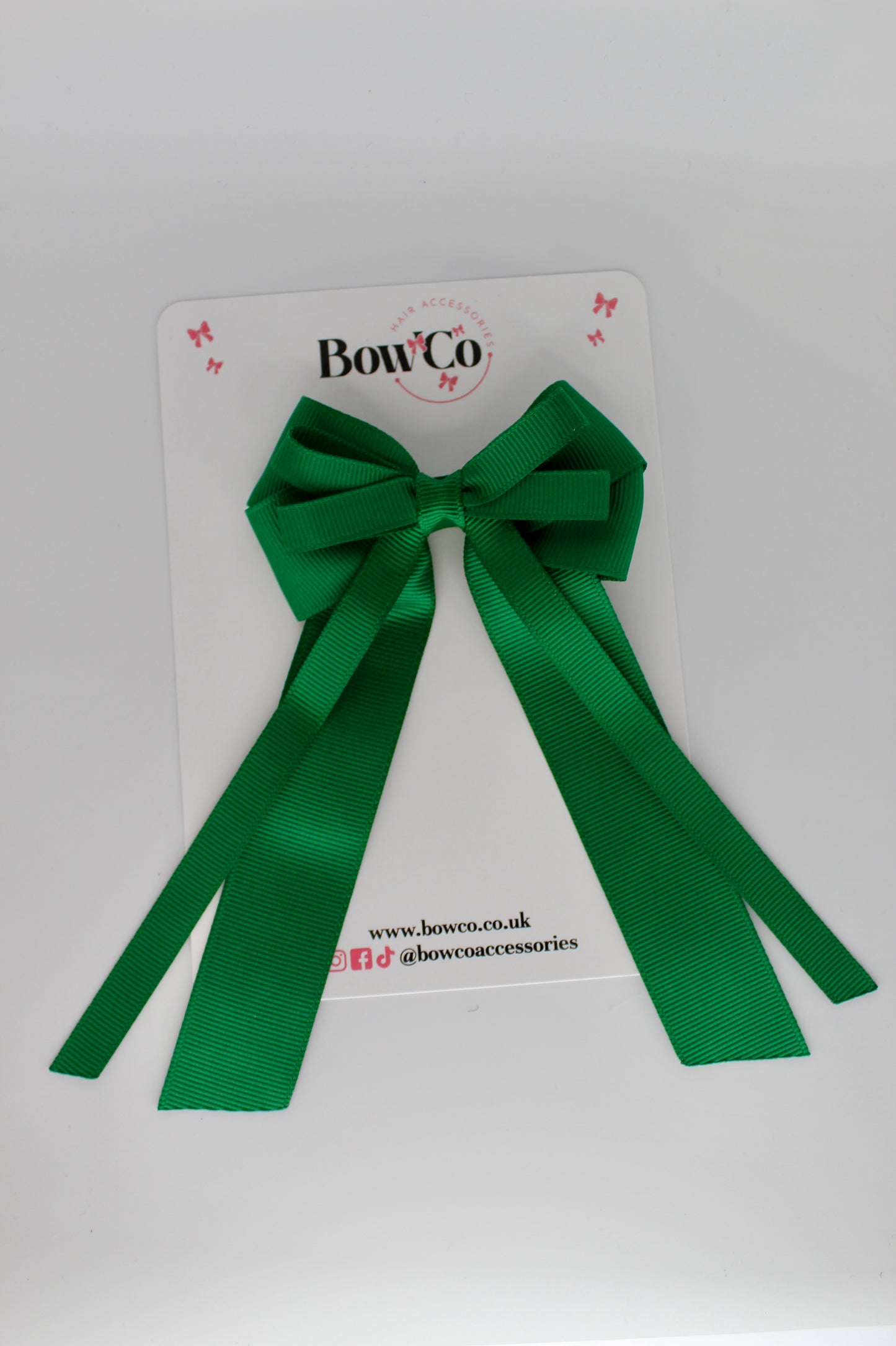 4 Inch Loop Bow Clip PonyTail - Forest Green