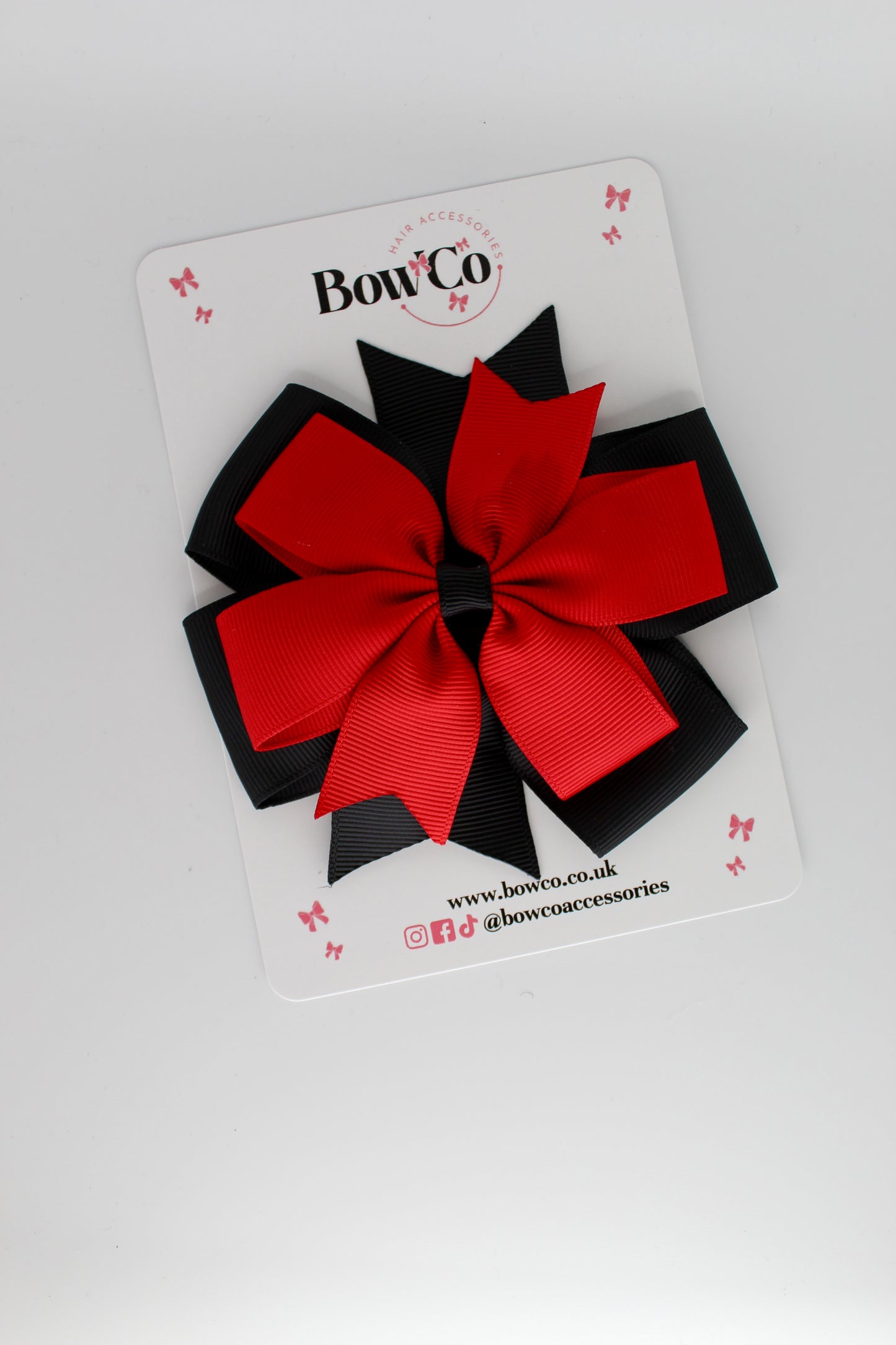 Pinwheel Bow Clip - Black and Red