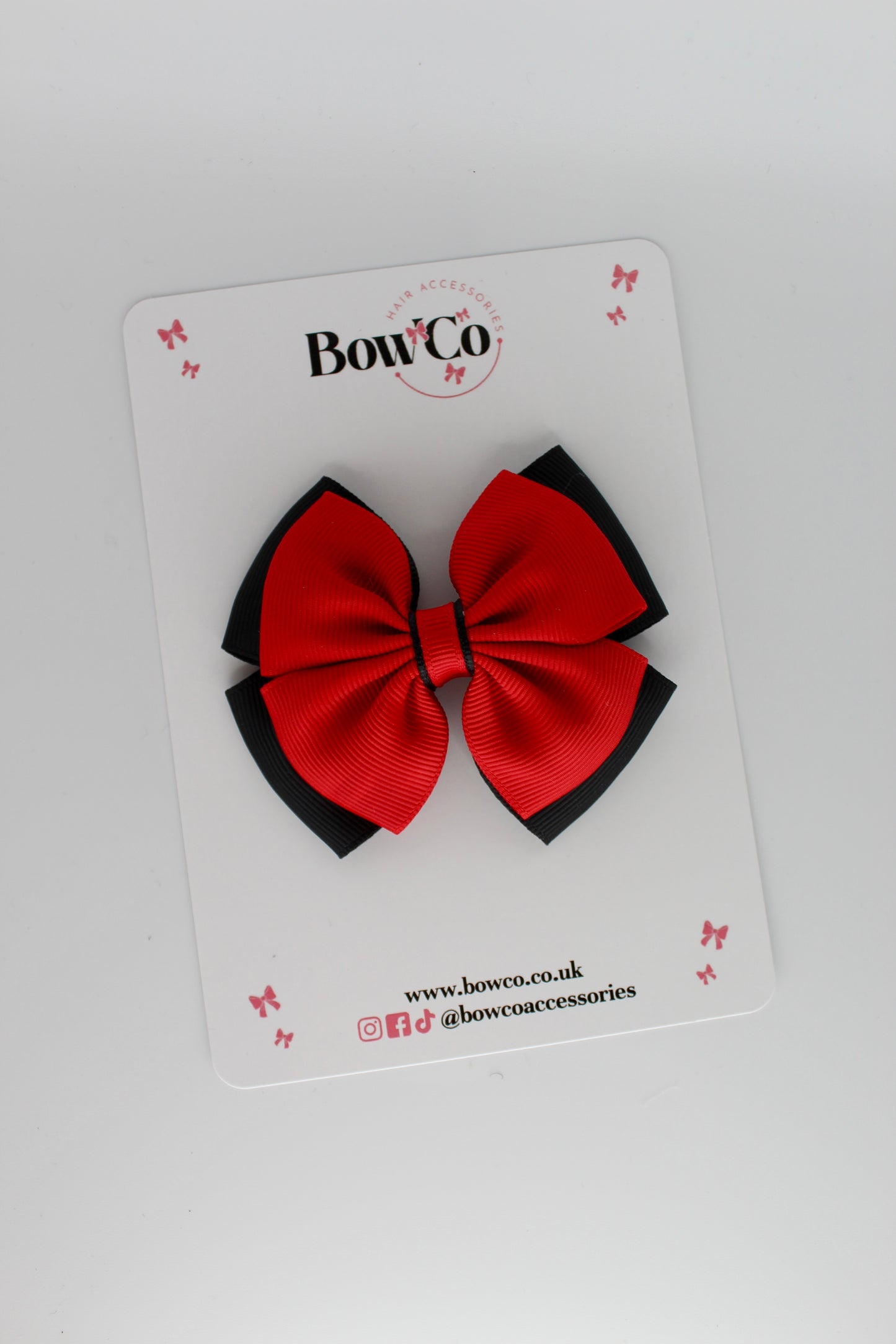 Layer Edge Bow - Red and Black - Clip