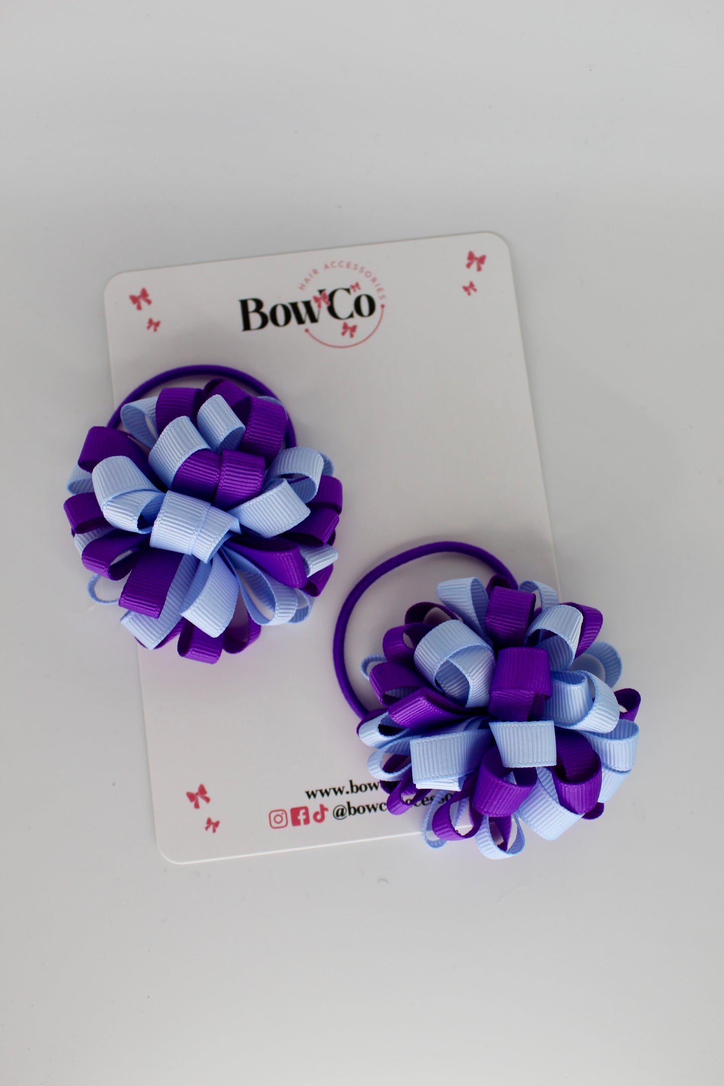 Purple and Bluebell - Pom Pom Bow Set