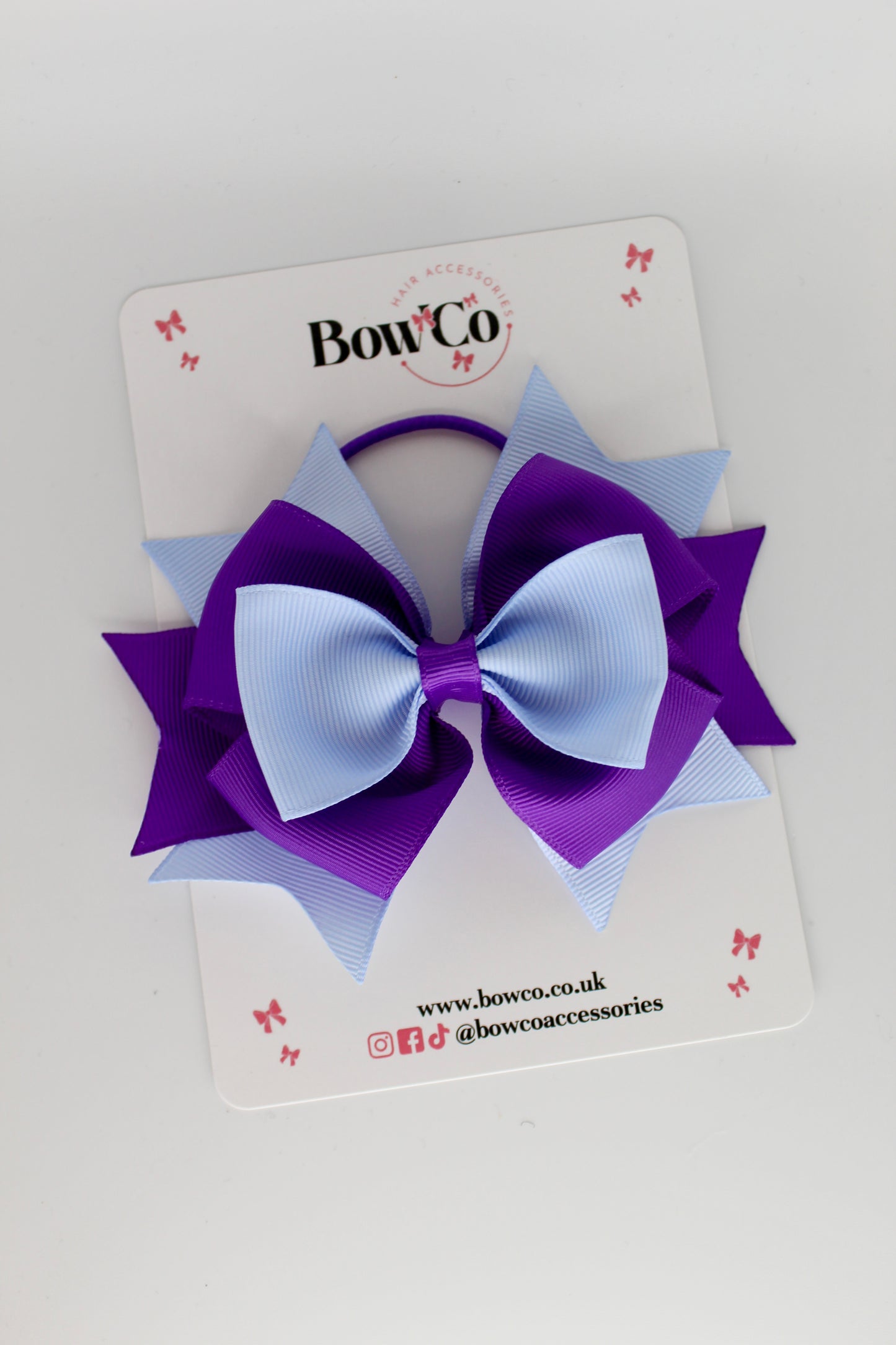 Purple and Bluebell - Layer Bow - Elastic