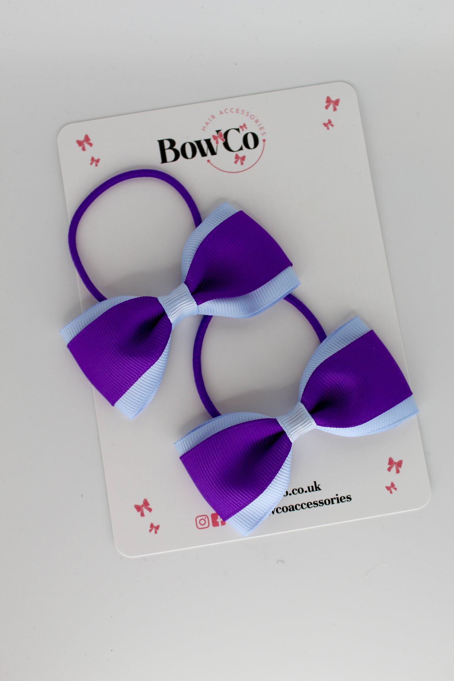 3 Inch Tuxedo Bow Set - Elastic - Purple and Bluebell