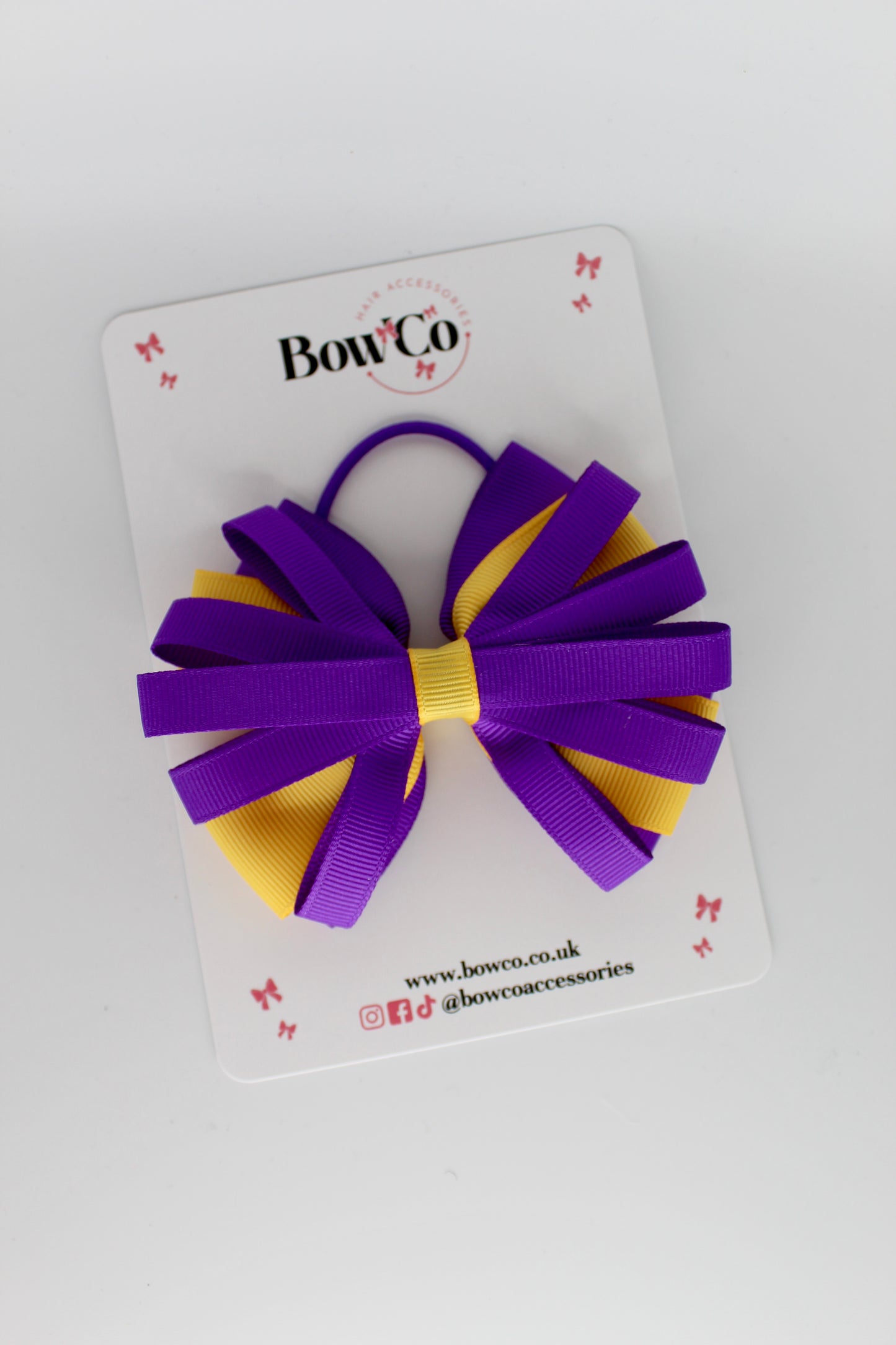 Purple and Yellow Gold - Spiral Bow - Elastic Band