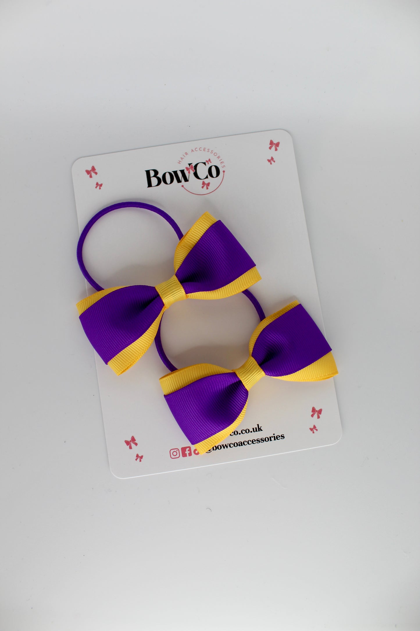 Purple and Yellow Gold - Tuxedo Bow Set - Elastic