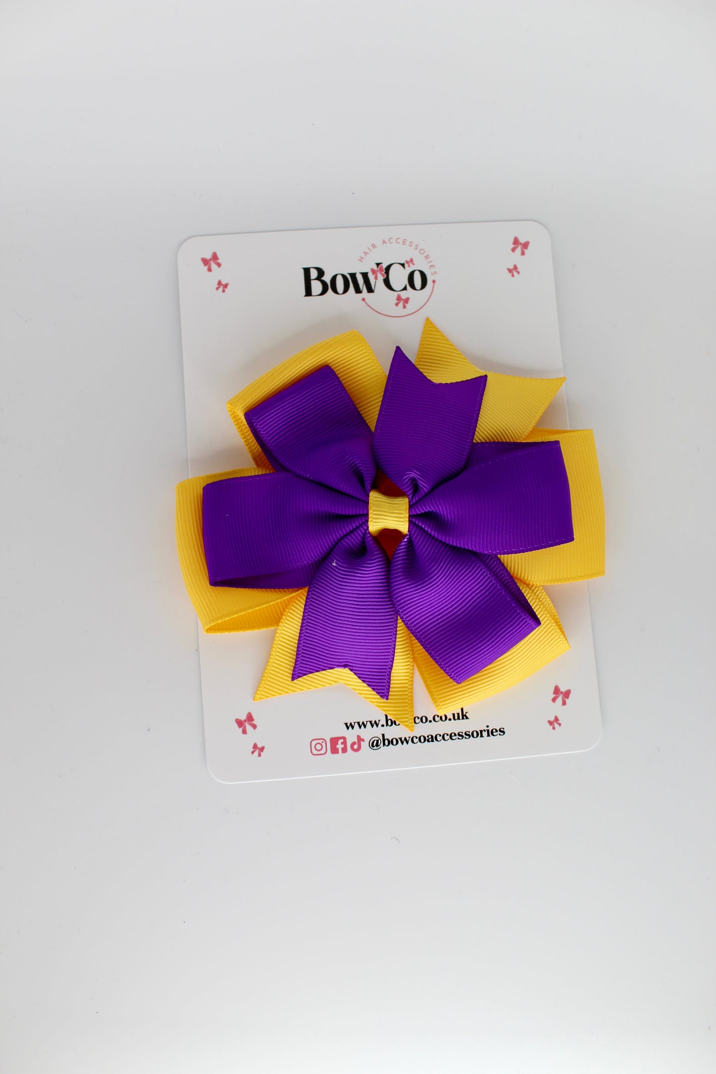 Pinwheel Bow Clip - Purple and Yellow