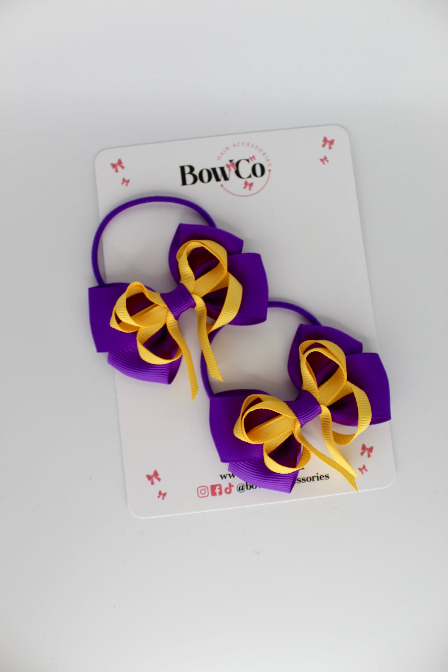 Purple and Yellow Gold - Double Bow Set - Elastic