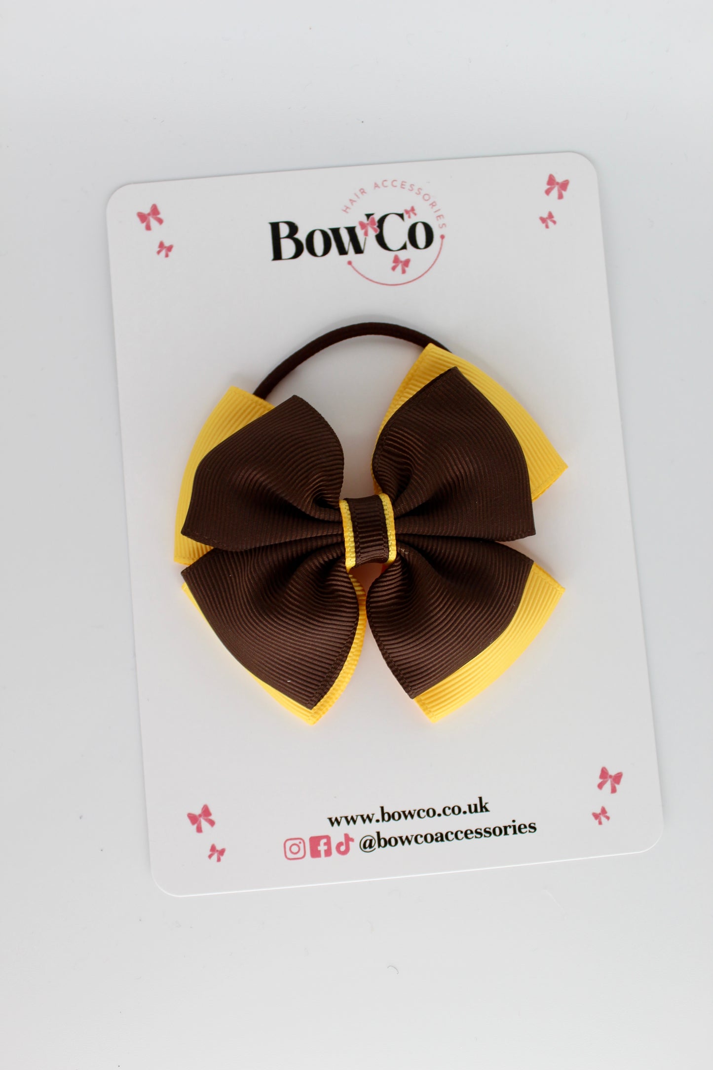 Brown and Yellow Gold - Layer Edge Bow - Elastic
