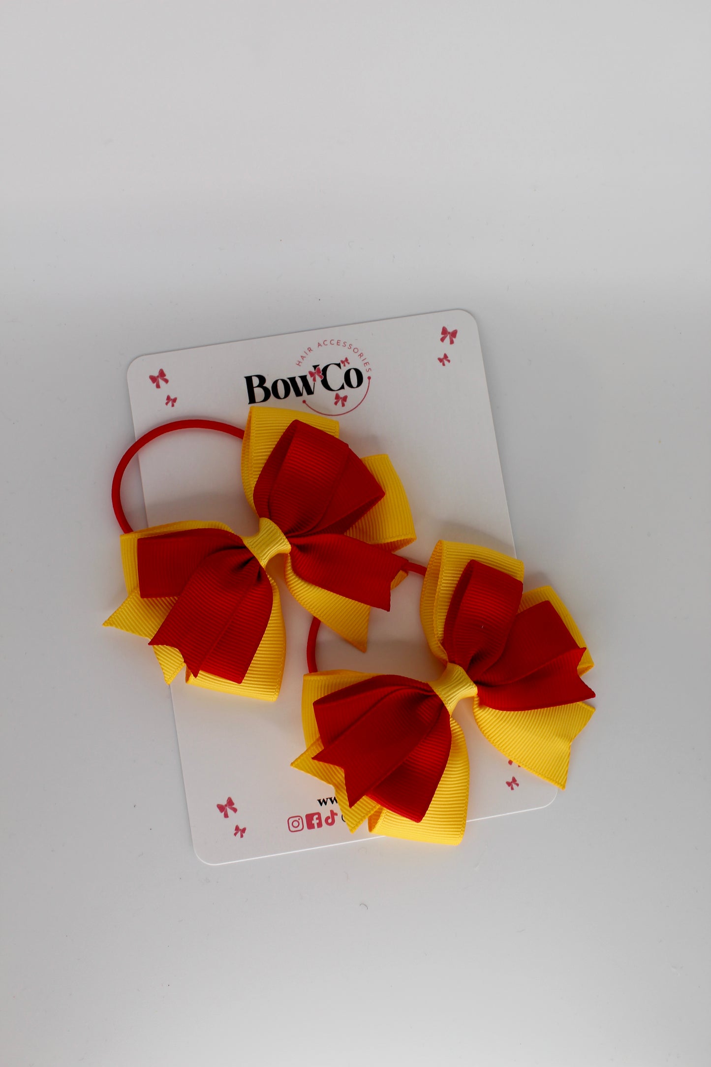 Red and Yellow Gold - Double Tail Bow Set - Elastic