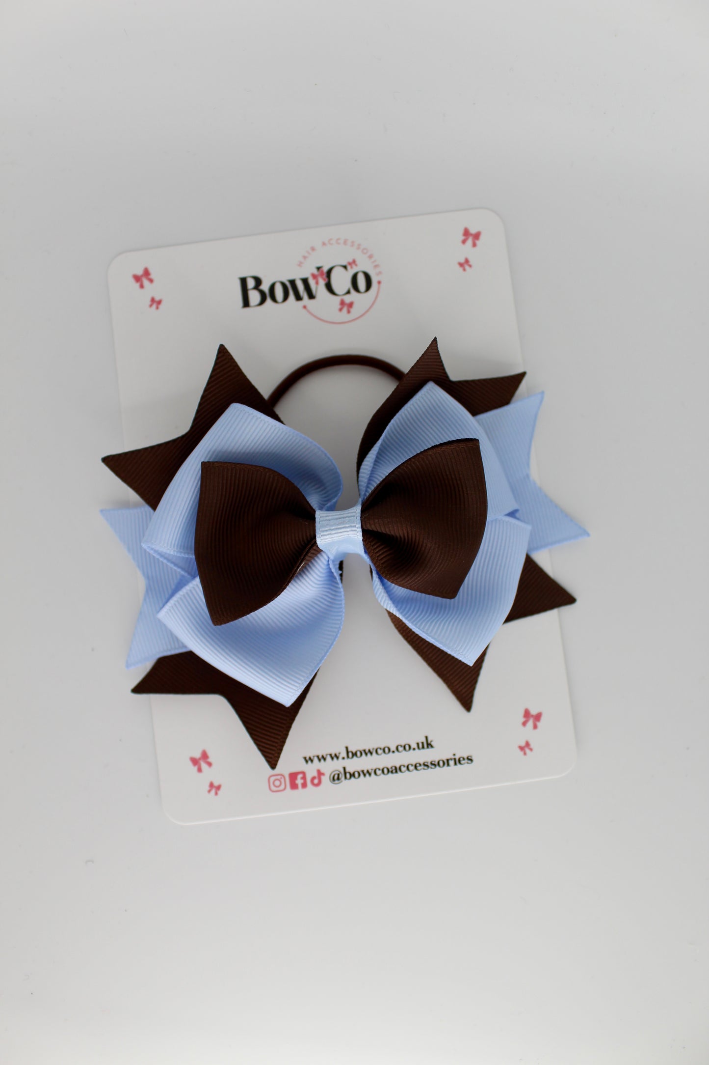 Layer Bow - Elastic - Bluebell and Brown