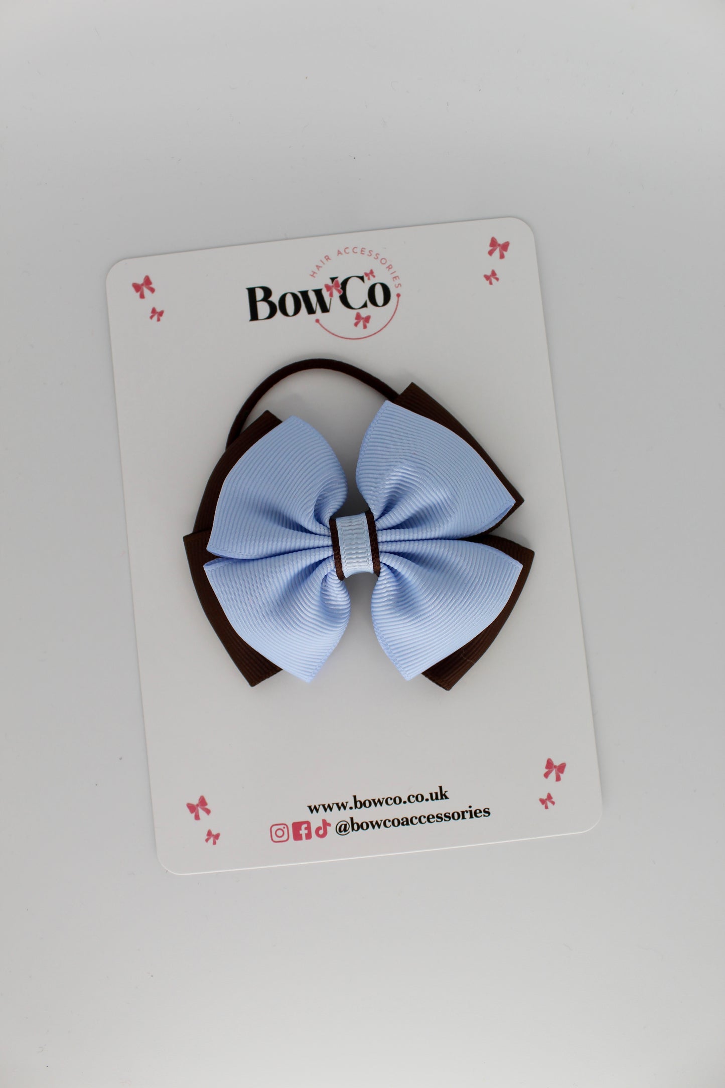 Layer Edge Bow - Elastic - Bluebell and Brown