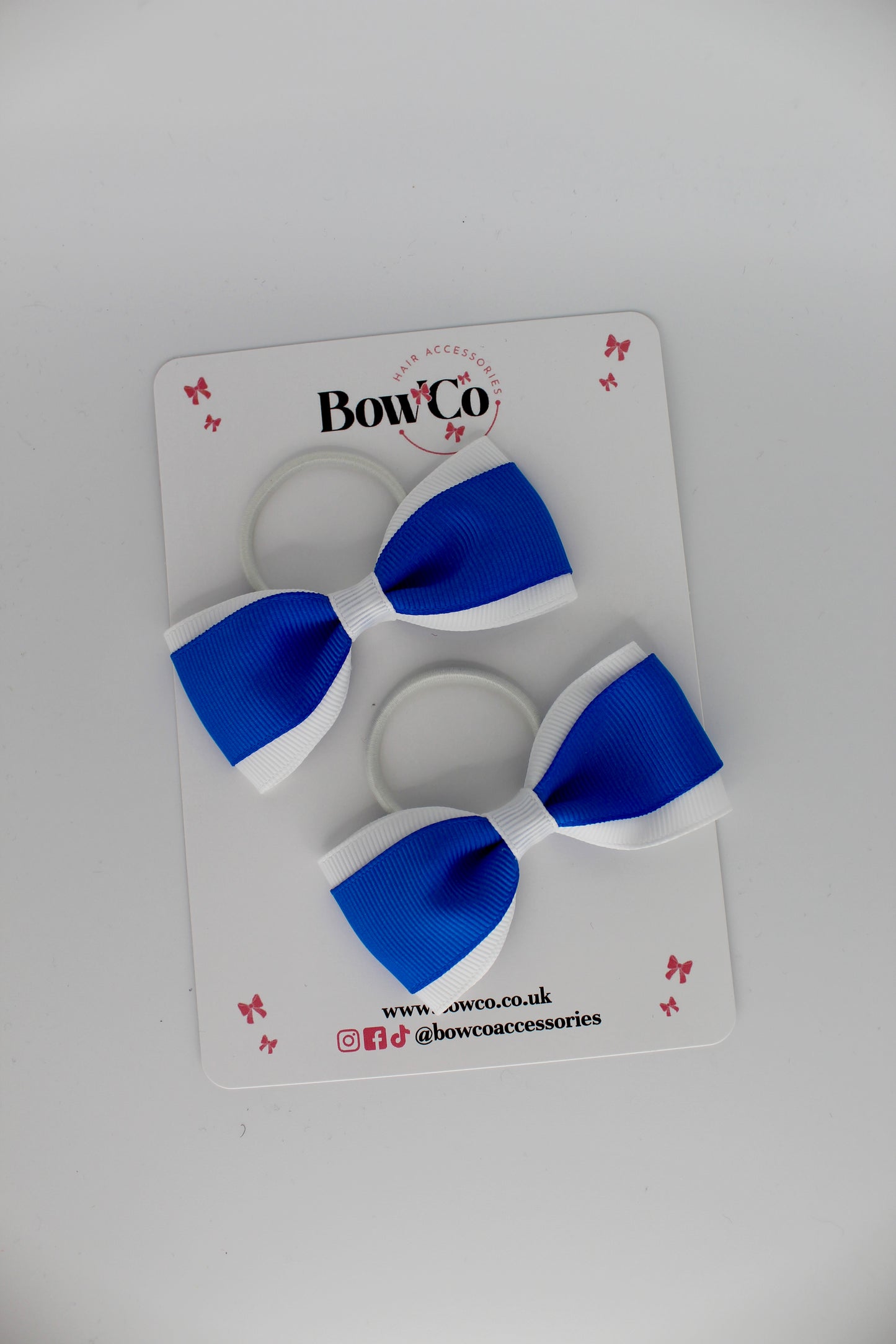 Royal Blue and White - Tuxedo Bow Set - Elastic