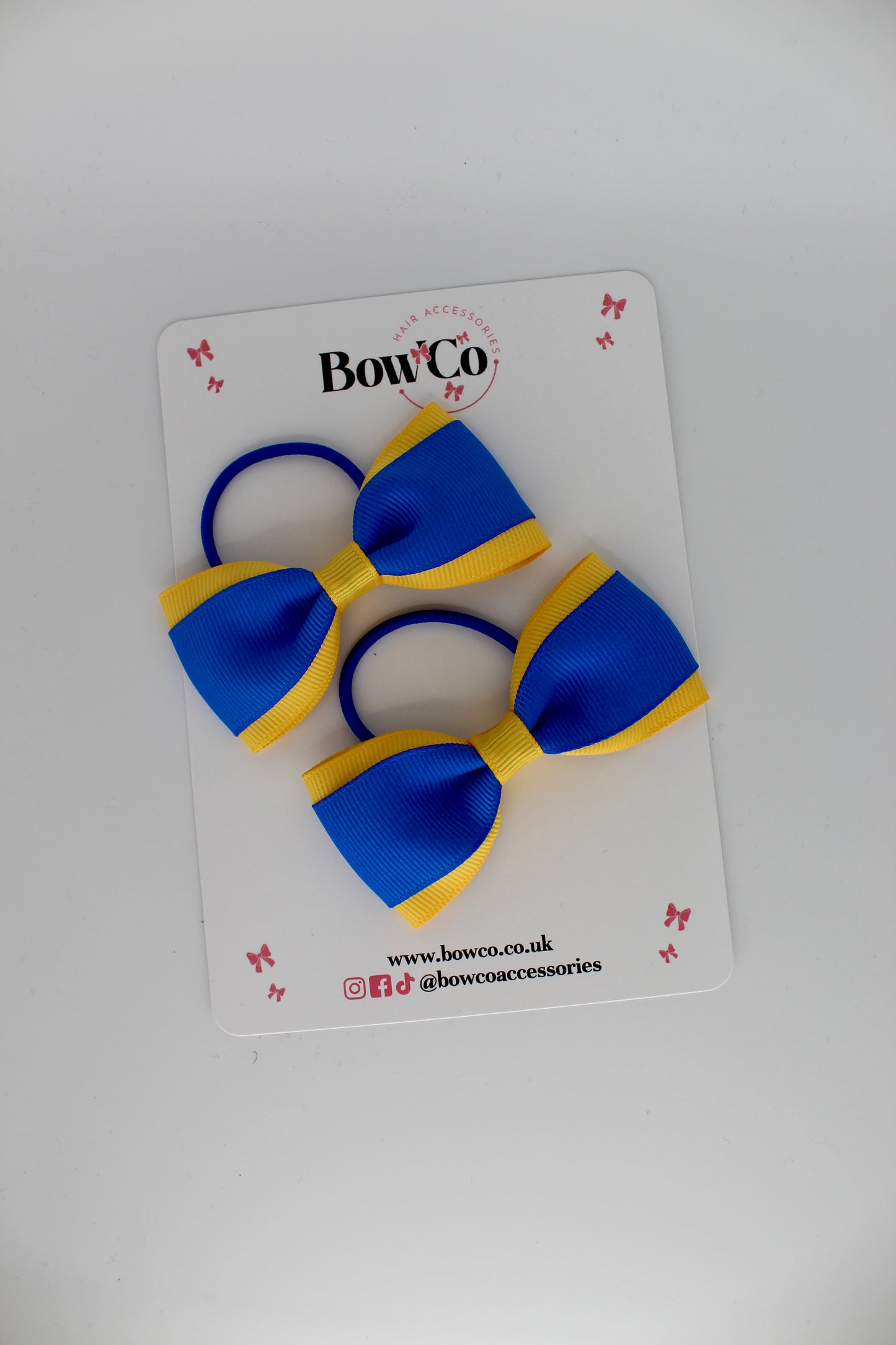 Royal Blue and Yellow Gold - Tuxedo Bow Set - Elastic