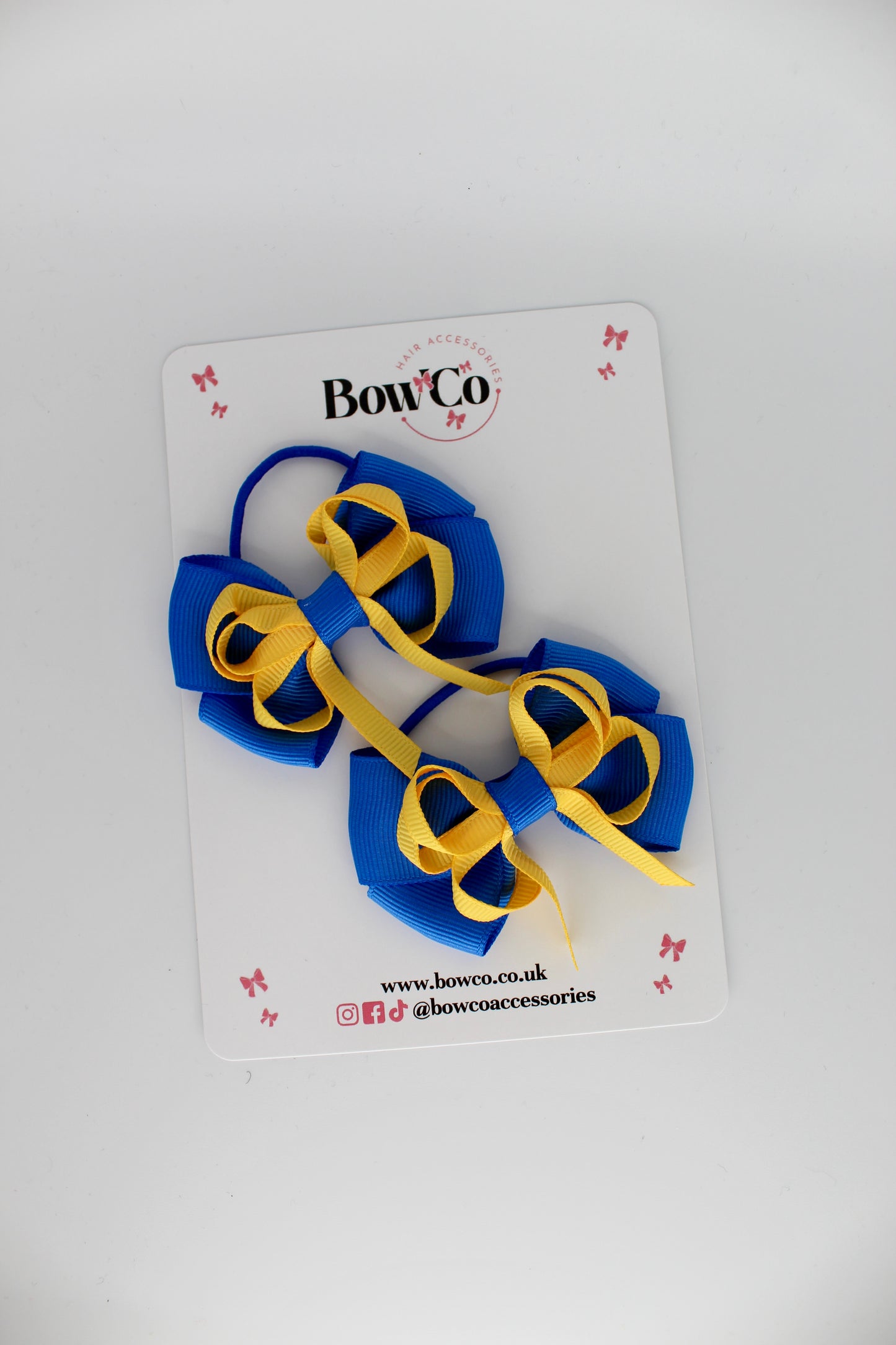 Royal Blue and Yellow Gold - Double Bow Set - Elastic