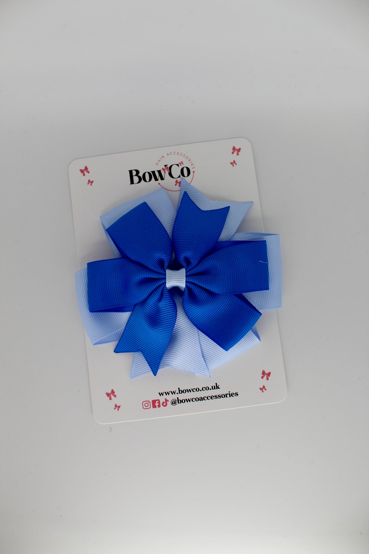 Pinwheel Bow Clip - Royal Blue and Bluebell