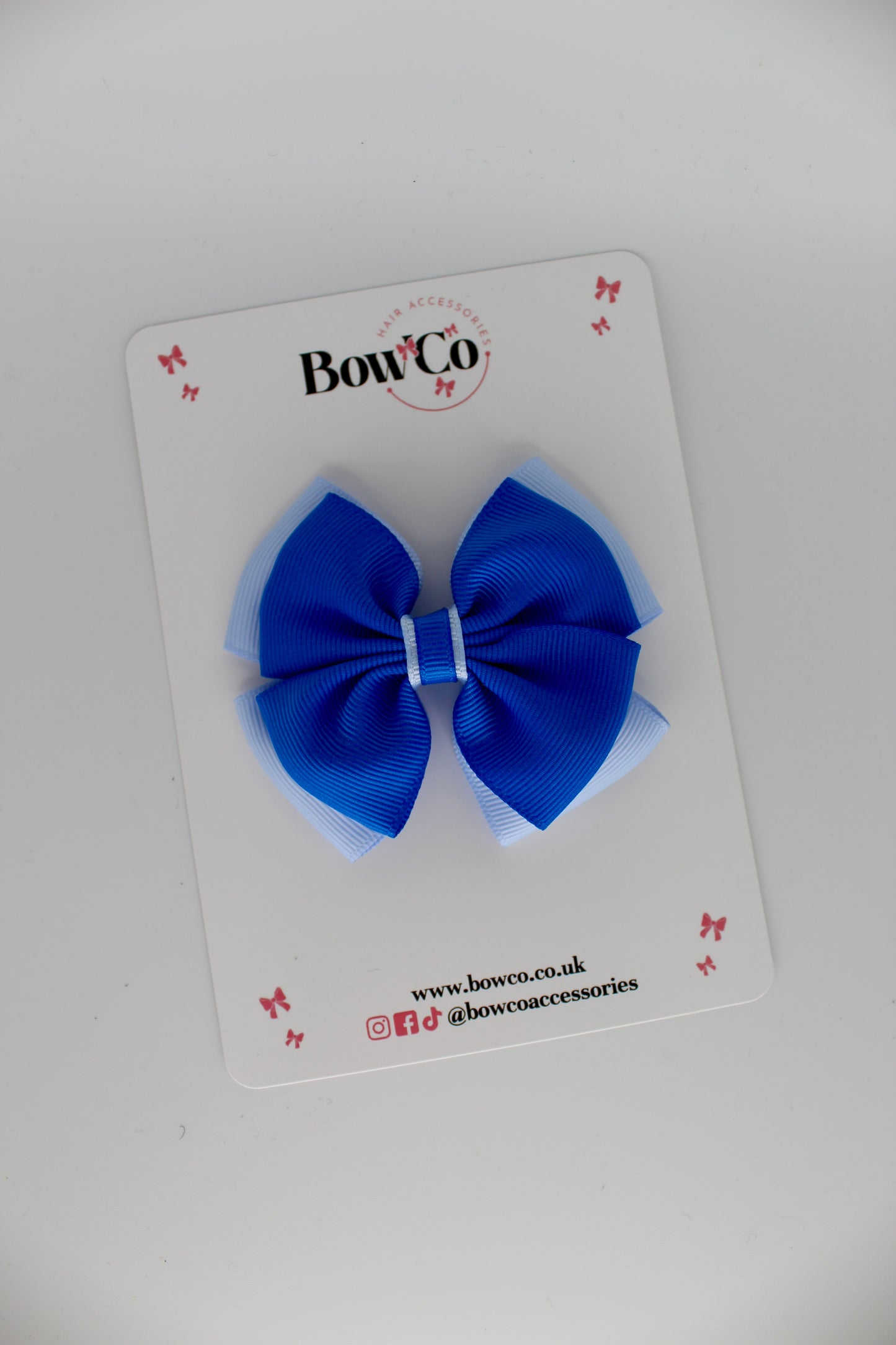 Layer Edge Bow - Clip - Royal Blue and Bluebell