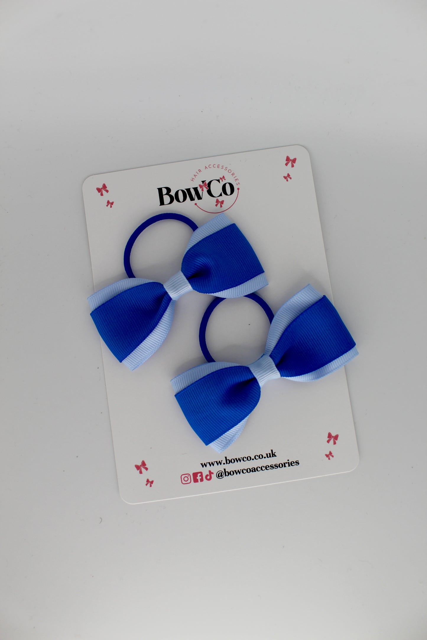 Royal Blue and Bluebell - Tuxedo Bow Set - Elastic