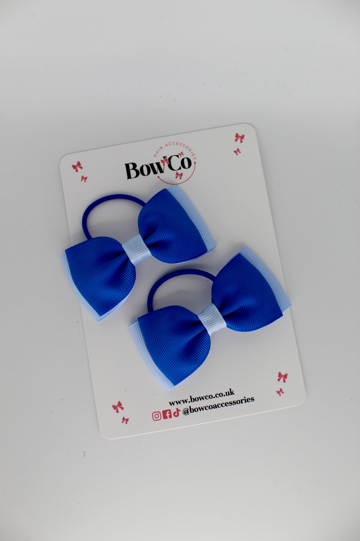 Royal Blue and Bluebell - Double Lapel Bow Set - Elastic