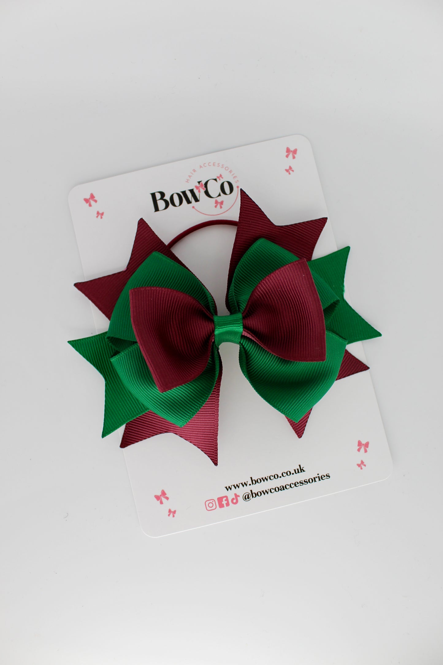 Layer Bow - Elastic - Forest Green and Burgundy