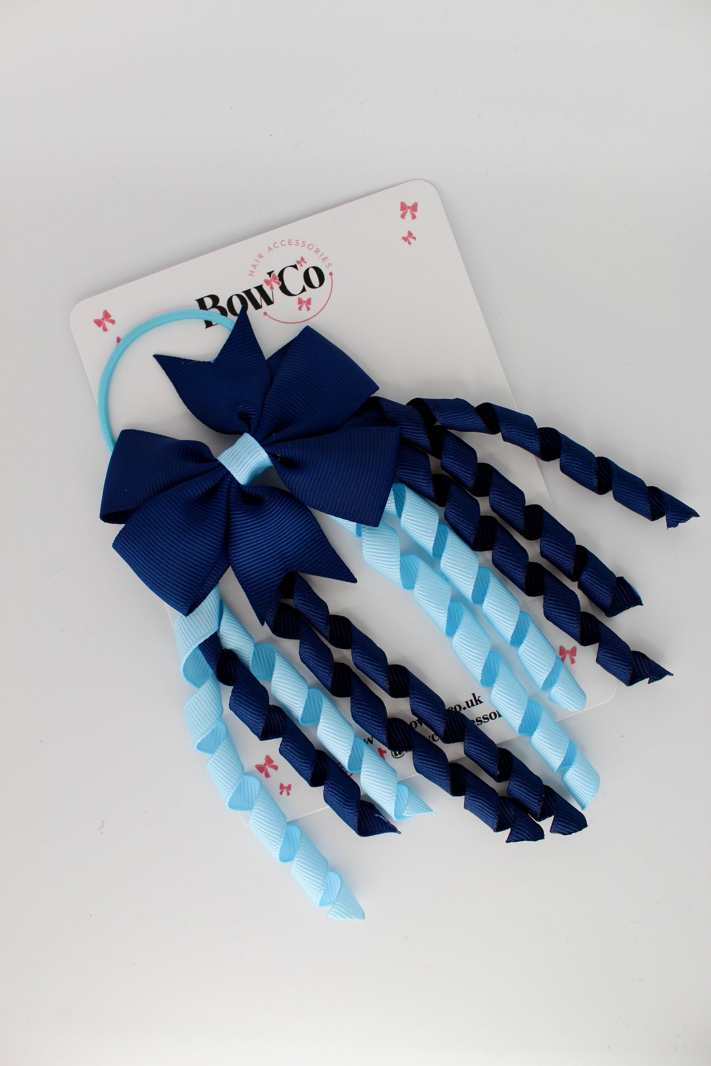 Pinwheel Corker Bow - Elastic - Navy and Blue Topaz